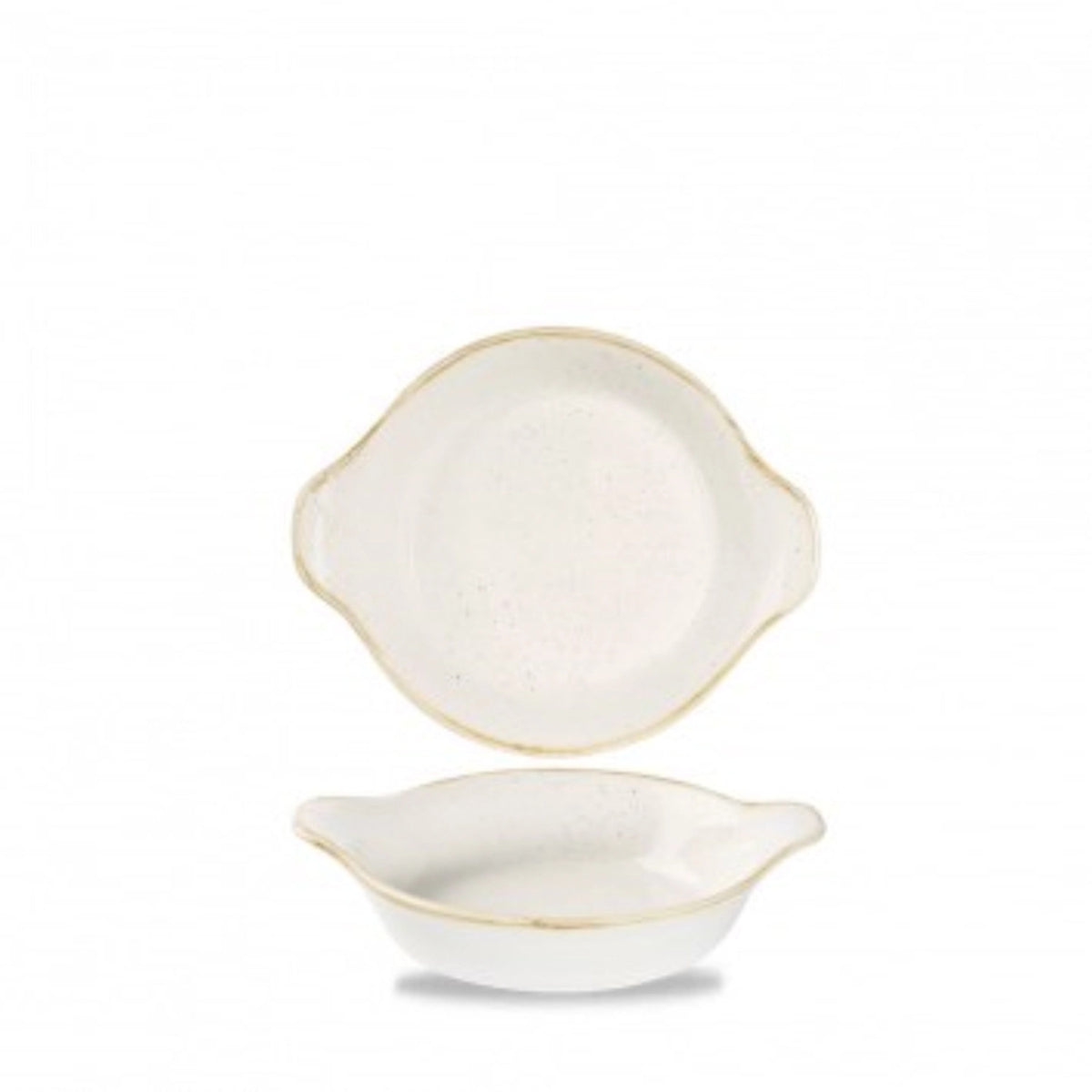 Stonecast Barley White Schale rund mit Griffen 17.5x21.5cm in Weiss präsentiert im Onlineshop von KAQTU Design AG. Schale ist von Churchill