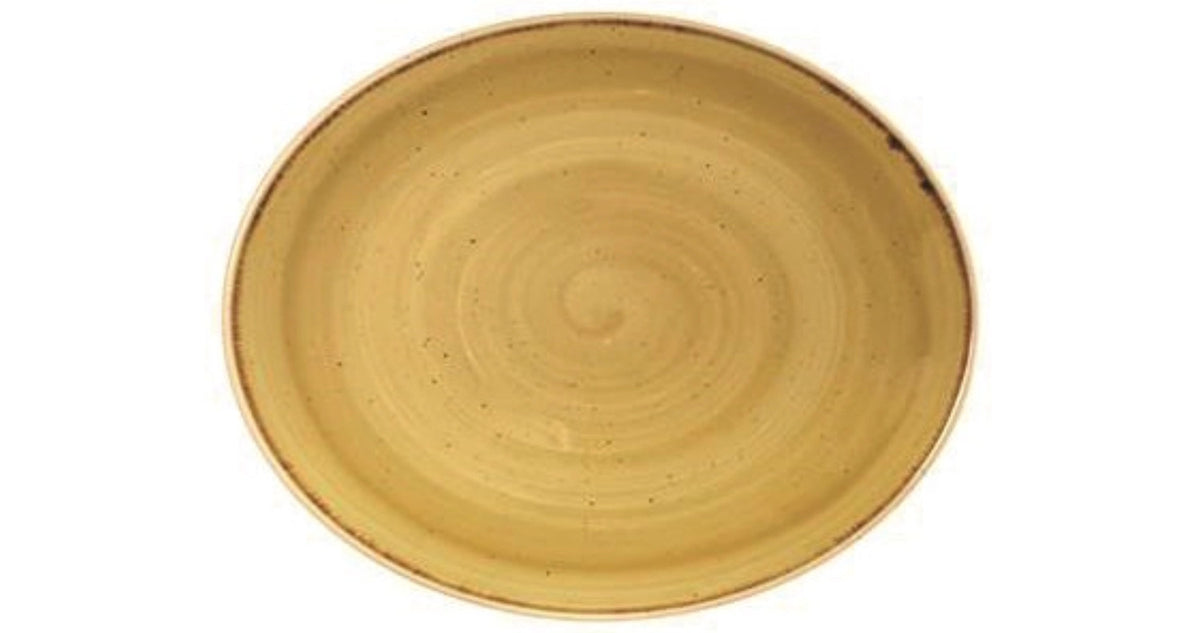 Stonecast Mustard Yellow Platte oval 19x16cm in Gelb präsentiert im Onlineshop von KAQTU Design AG. Platte ist von Churchill