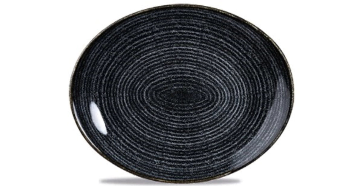 S.P. Homespun Charcoal Black Teller oval coupe 27x22.9cm in Schwarz präsentiert im Onlineshop von KAQTU Design AG. Teller ist von Churchill