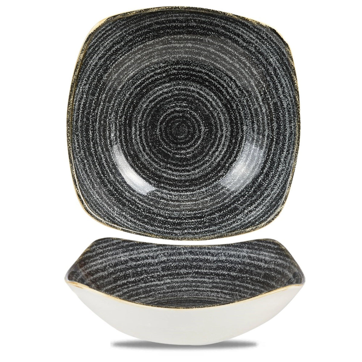 S.P. Homespun Charcoal Black Teller quadratisch tief 23.5cm in Schwarz präsentiert im Onlineshop von KAQTU Design AG. Teller ist von Churchill