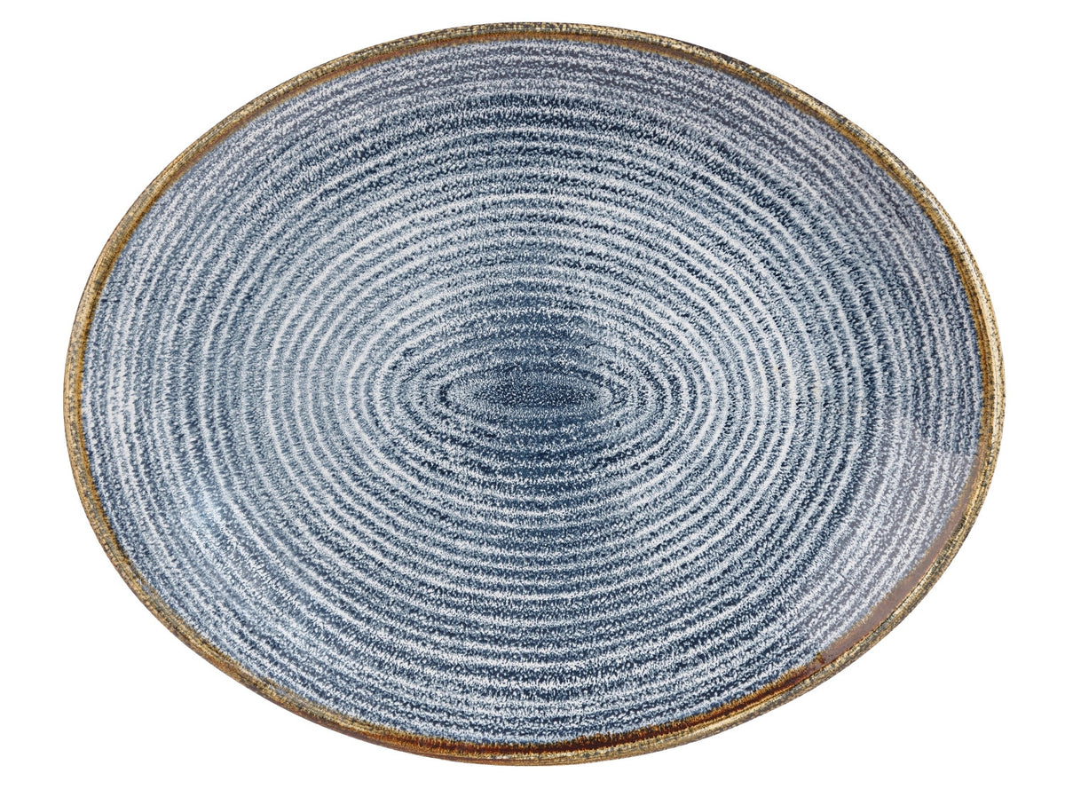 S.P. Homespun Slate Blue Teller oval 31.7x25.5cm in Blau präsentiert im Onlineshop von KAQTU Design AG. Teller ist von Churchill