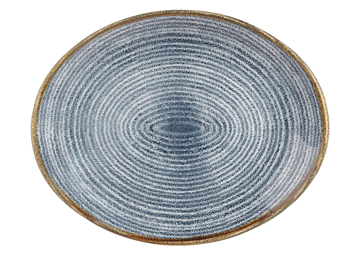 S.P. Homespun Slate Blue Teller oval 27x22.9cm in Blau präsentiert im Onlineshop von KAQTU Design AG. Teller ist von Churchill
