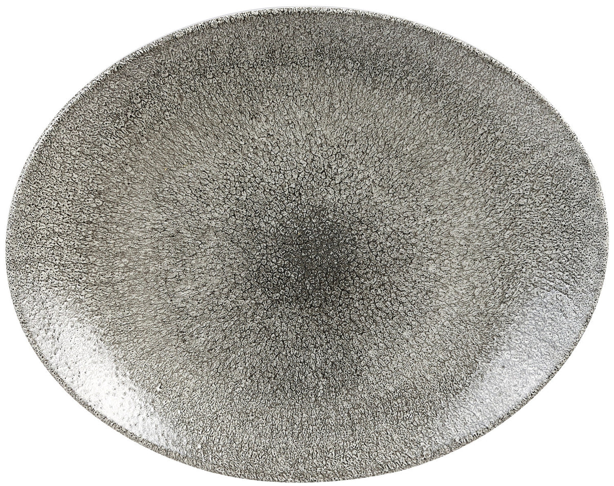 S.P. Raku Quartz Black Teller oval 31.7x25.5cm in Schwarz präsentiert im Onlineshop von KAQTU Design AG. Teller ist von Churchill