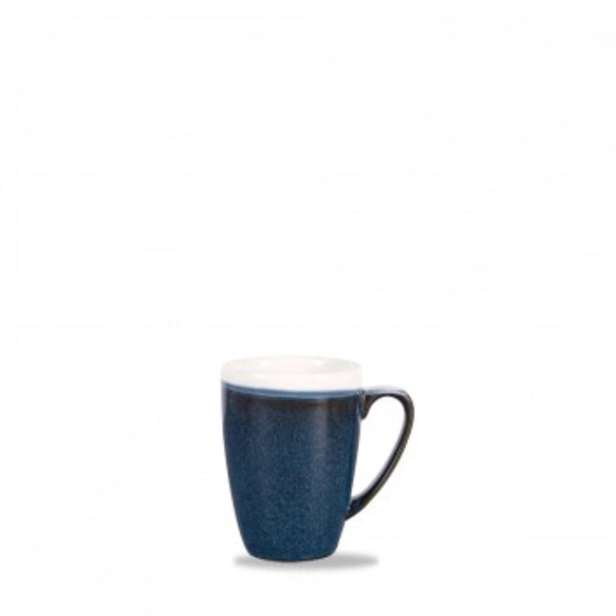 Blauer Becher mit Henkel der Monochrome Kollektion von Churchill, handgetaucht in reaktiver Glasur, Masse D: 10.6cm x H: 11cm, Volumen 34cl.