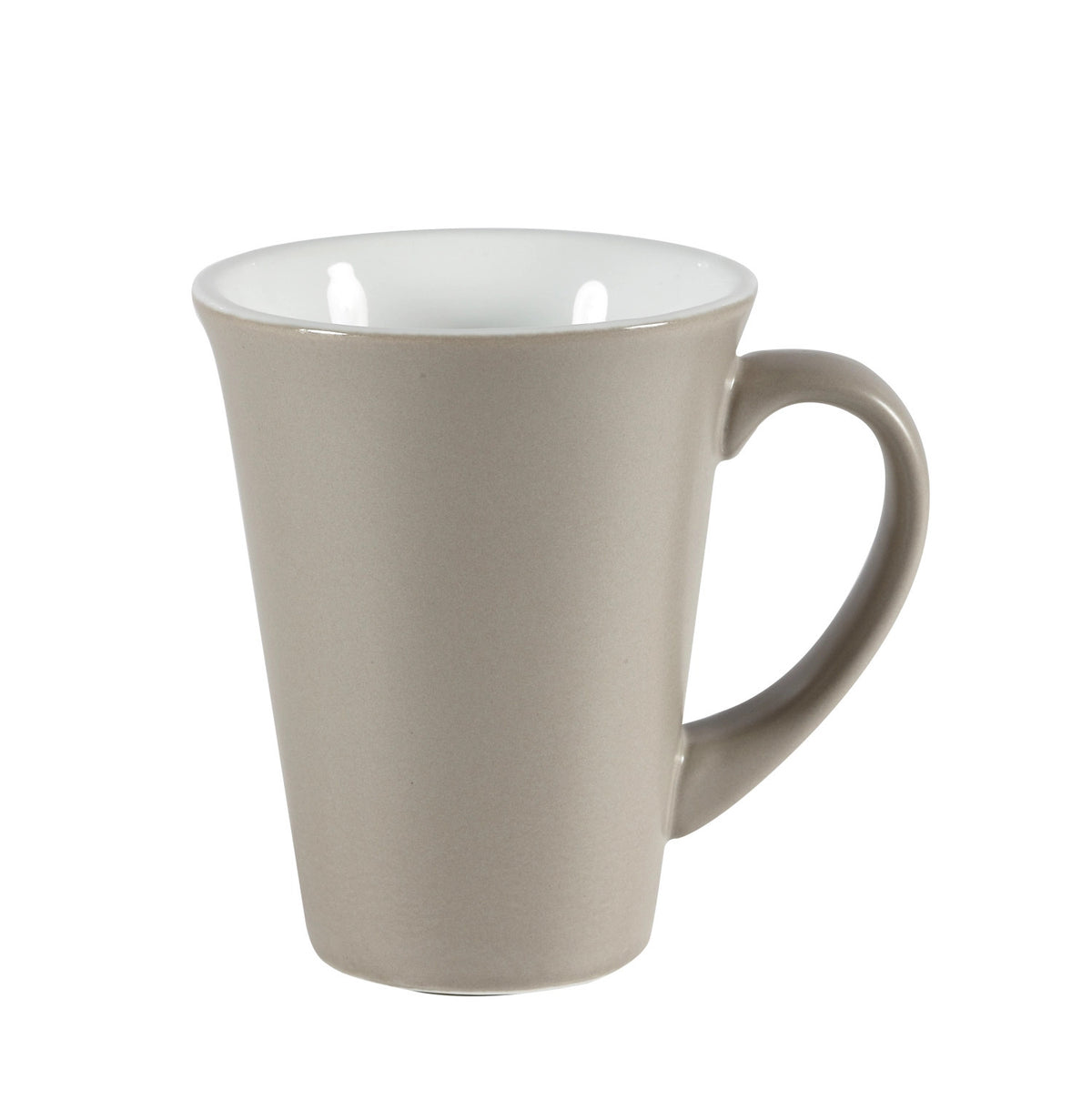Grauer Becher «Menu Shades Smoke Grey» von Churchill aus Keramik/Porzellan, zylindrische Form, Volumen 34cl, Durchmesser 9cm, Höhe 11cm