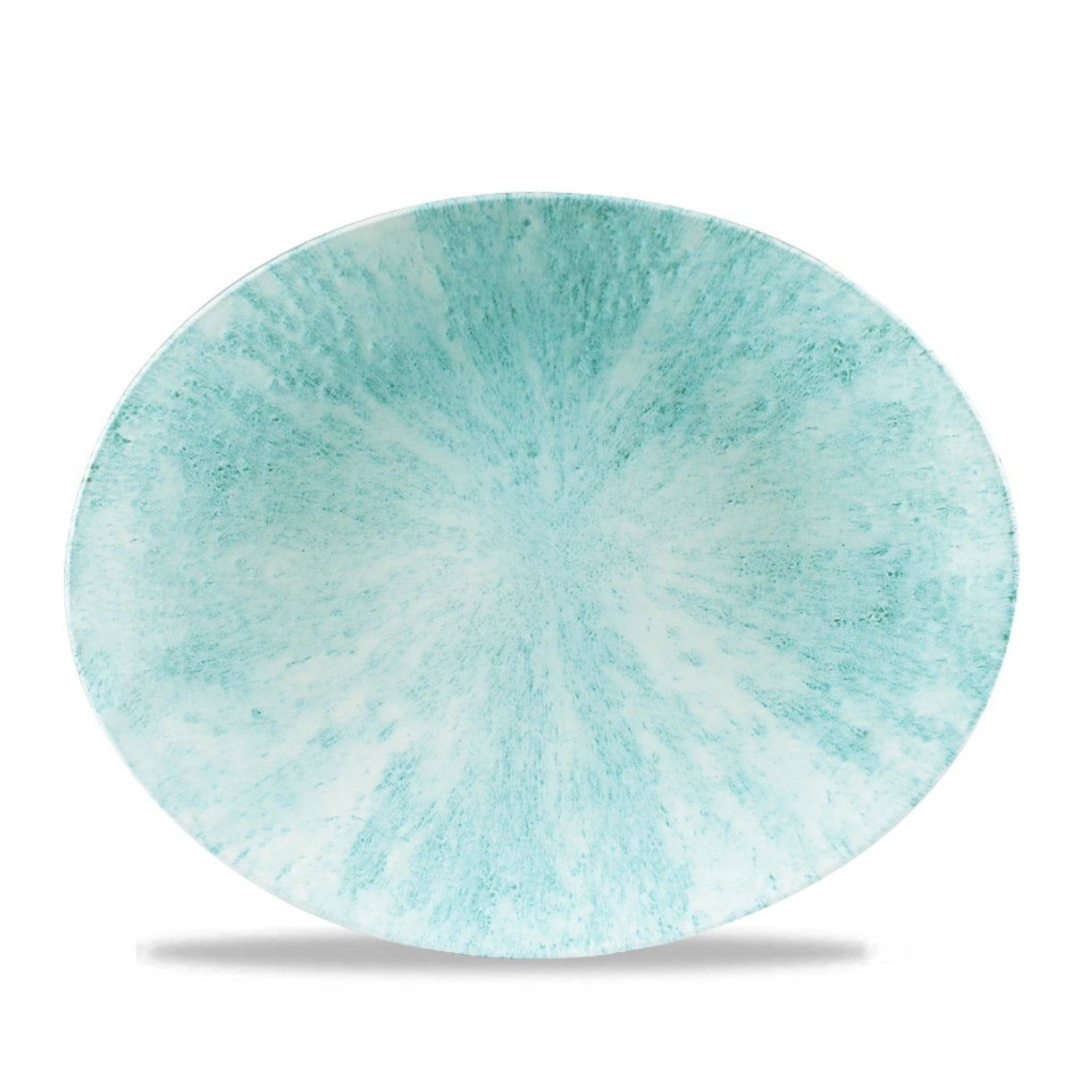 S.P. Stone Aquamarine Teller oval coupe flach 31.7x25.5cm in Blau präsentiert im Onlineshop von KAQTU Design AG. Teller ist von Churchill