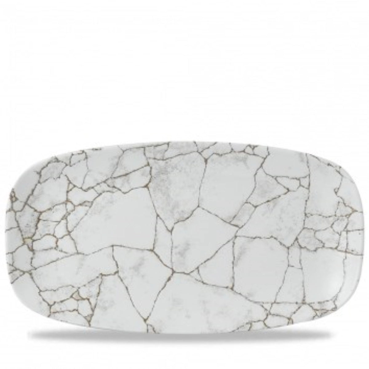 S.P. Kintsugi Agate Grey rechteckige Platte 35.5x18 in Silber präsentiert im Onlineshop von KAQTU Design AG. Platte ist von Churchill