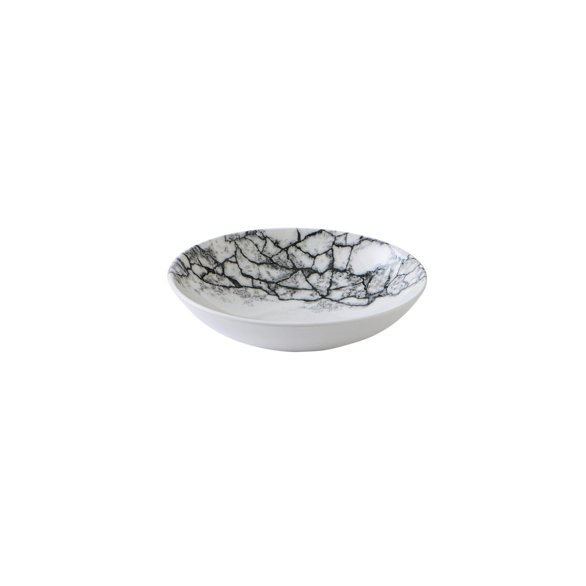 Schwarzer tiefer Coupe-Teller Kintsugi Accents Quartz Black von Churchill mit Craquelé-Muster