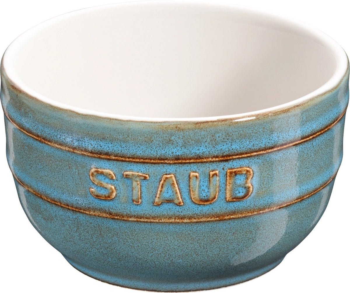 Keramik Ramequin rund, 2er Set, antik-türkis, 8cm in Blau präsentiert im Onlineshop von KAQTU Design AG. Auflaufformen ist von Staub