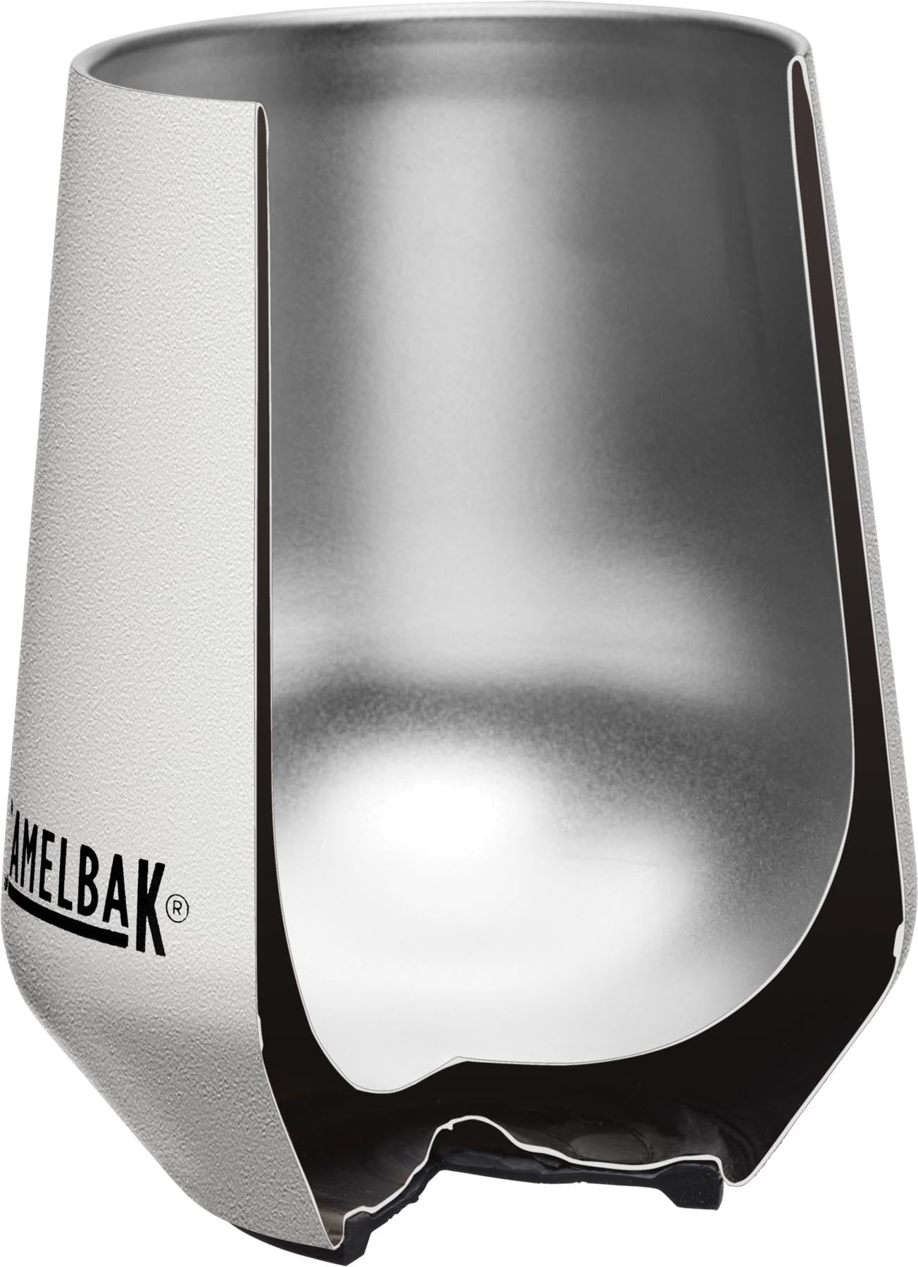 Stylischer CamelBak Wine Tumbler V.I. 0.35l in reinem Weiß, perfekt für Wein und andere Getränke, ideal für unterwegs und im Freien.