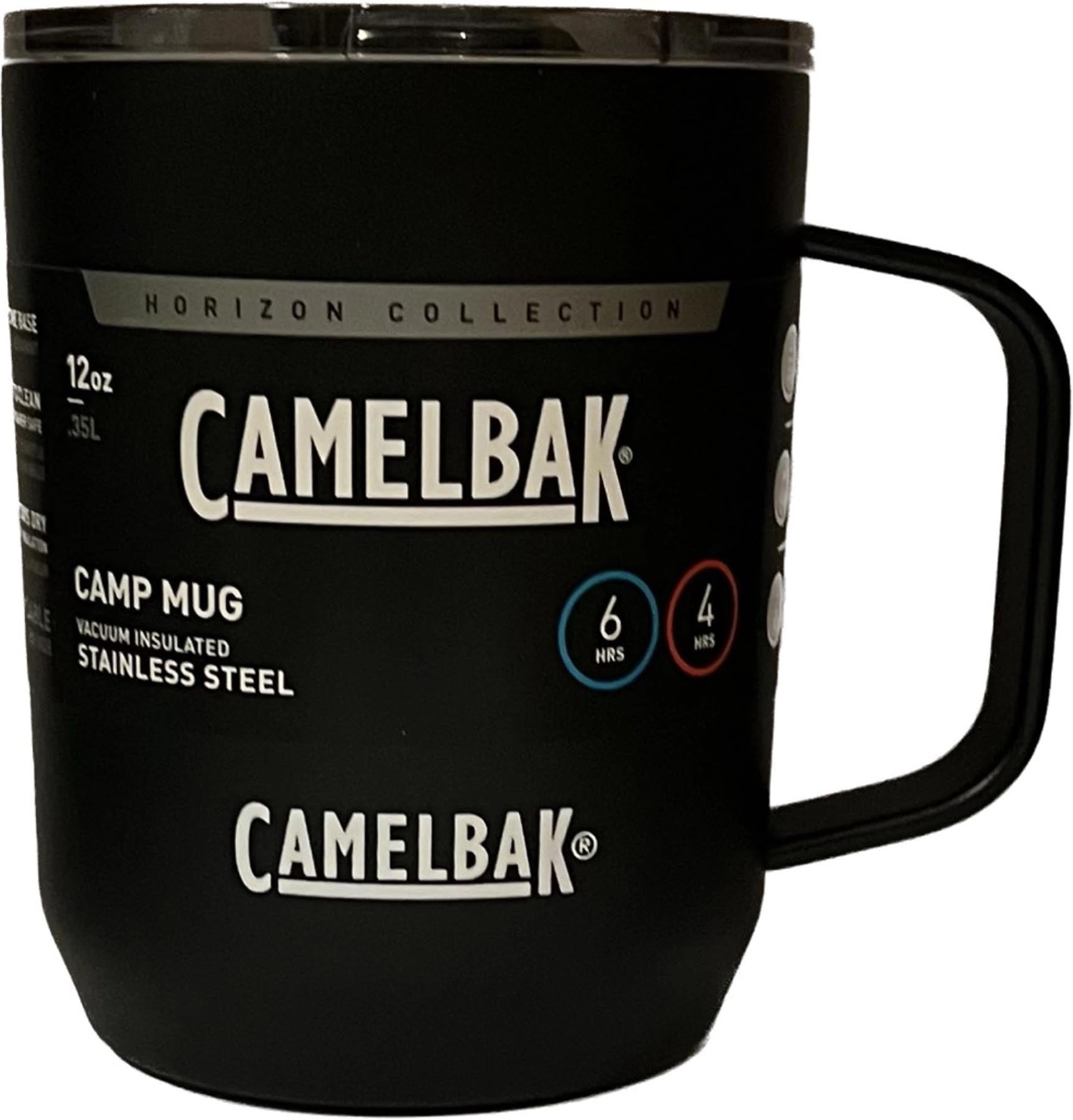 Stylischer CamelBak Camp Mug V.ICa. 0.35l in Schwarz, perfekt für unterwegs, hält Getränke warm oder kalt, ideal für Camping und Freizeit.