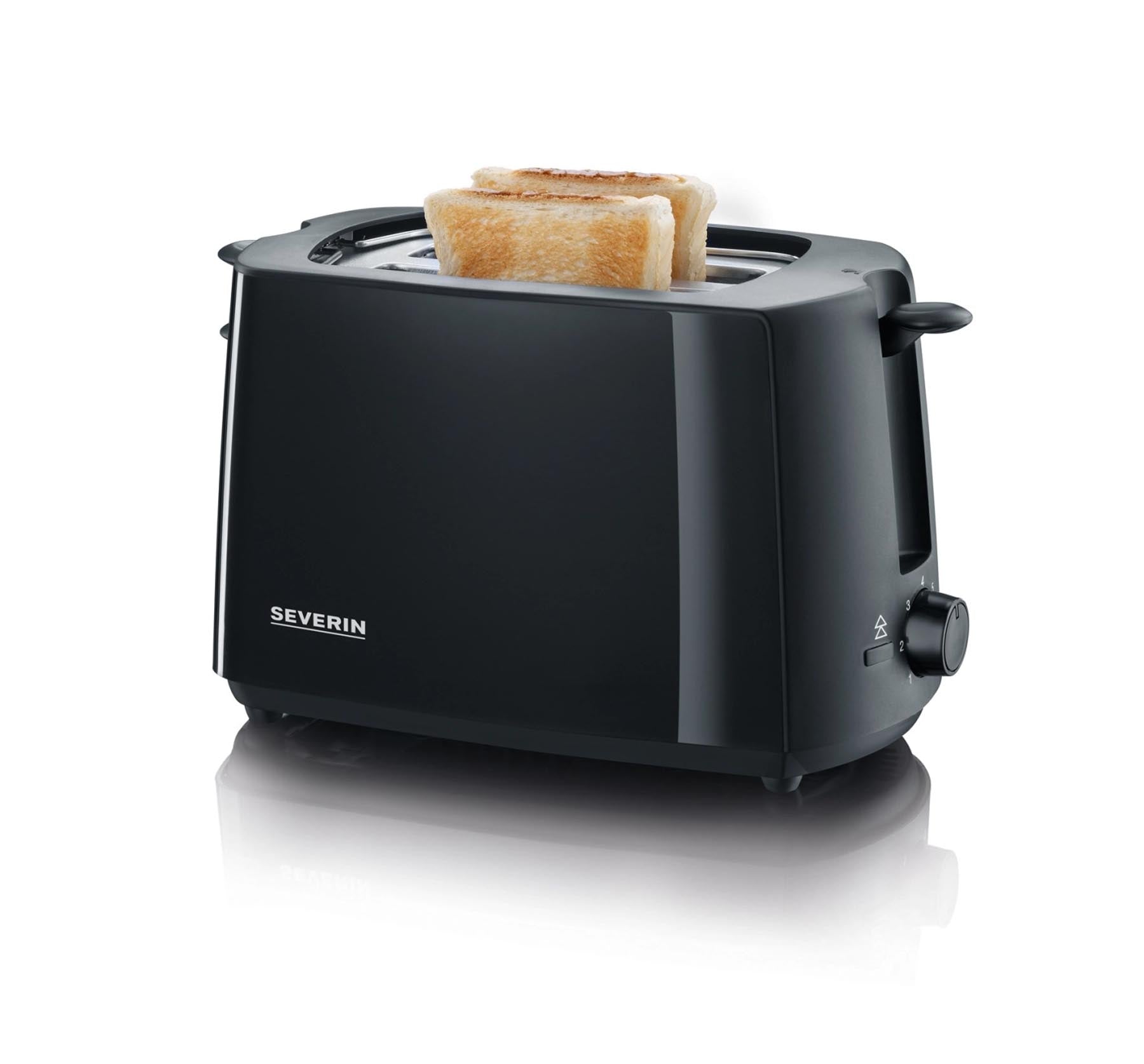 Toaster für 2 Scheiben 19x31x19cm 700W schwarz in Schwarz präsentiert im Onlineshop von KAQTU Design AG. Küchengerät ist von Severin