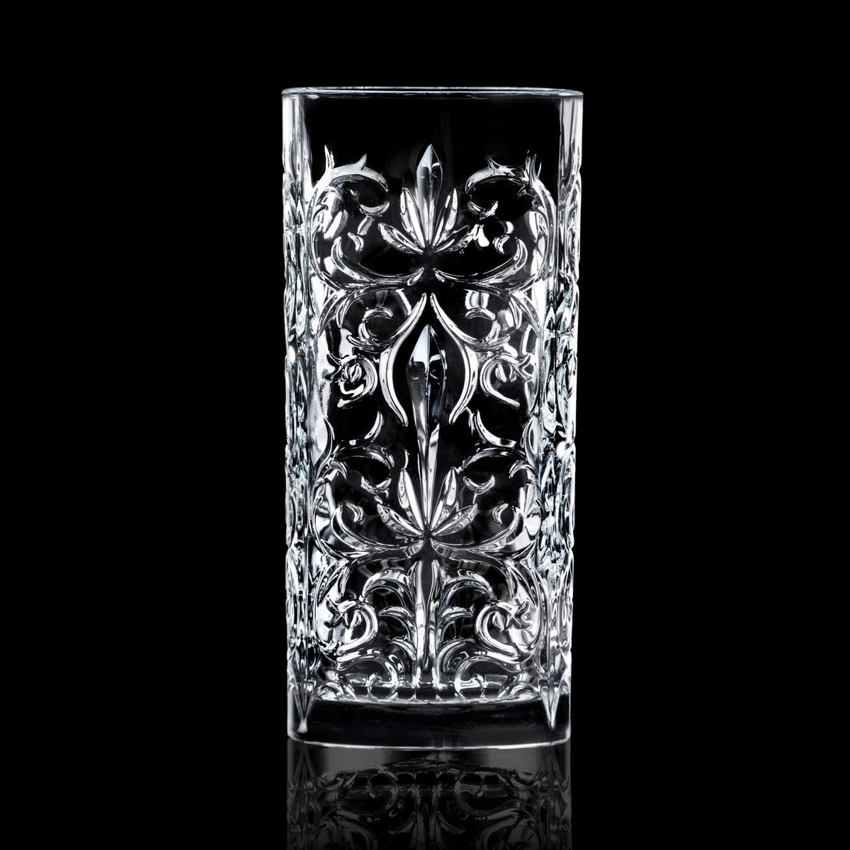 6er Set Tattoo Hb Becher von RCR aus transparentem Glas, zylindrische Form, Ø7 cm, Höhe 15 cm, Fassungsvermögen 37 cl, sechs identische Gläser