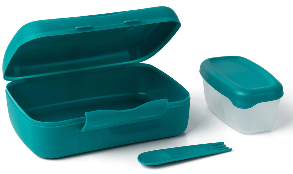 Amuse Basic Brunch Salat Box Göffel 210X156X71mm Dunkelgrün in Grün präsentiert im Onlineshop von KAQTU Design AG. Snackbox ist von Amuse
