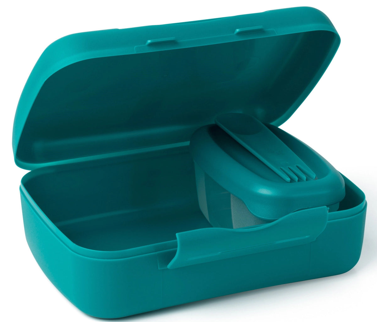 Amuse Basic Brunch Salat Box Göffel 210X156X71mm Dunkelgrün in Grün präsentiert im Onlineshop von KAQTU Design AG. Snackbox ist von Amuse