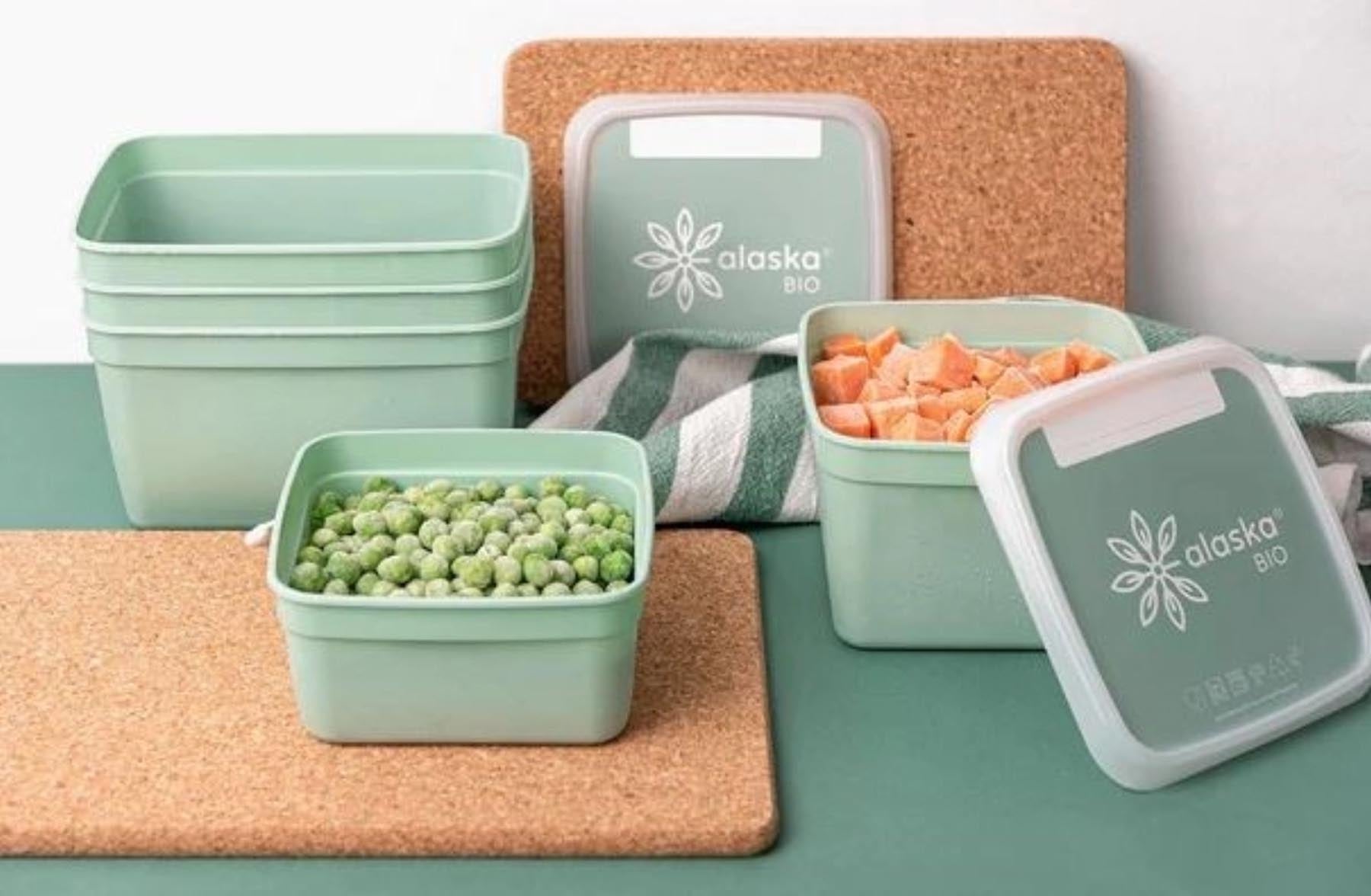 Drei grüne Bio Gefrierboxen à 500ml aus der Alaska-Serie von Amuse, ideal für die umweltfreundliche Aufbewahrung von Lebensmitteln.