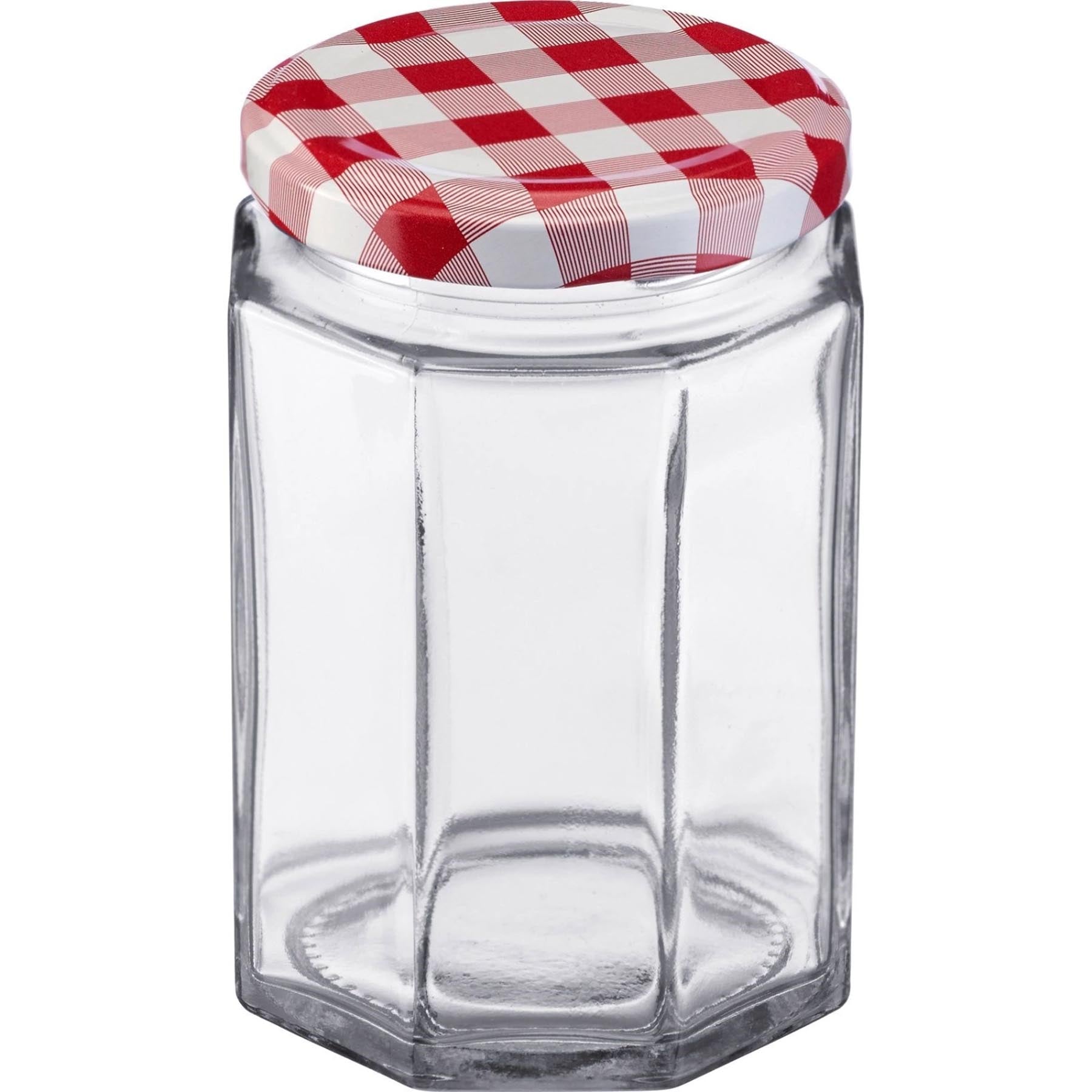 6er Set 270ml 6eck Gläser, m. Deckel, 63 mm in Rot präsentiert im Onlineshop von KAQTU Design AG. Aufbewahrungsbehälter ist von Westmark
