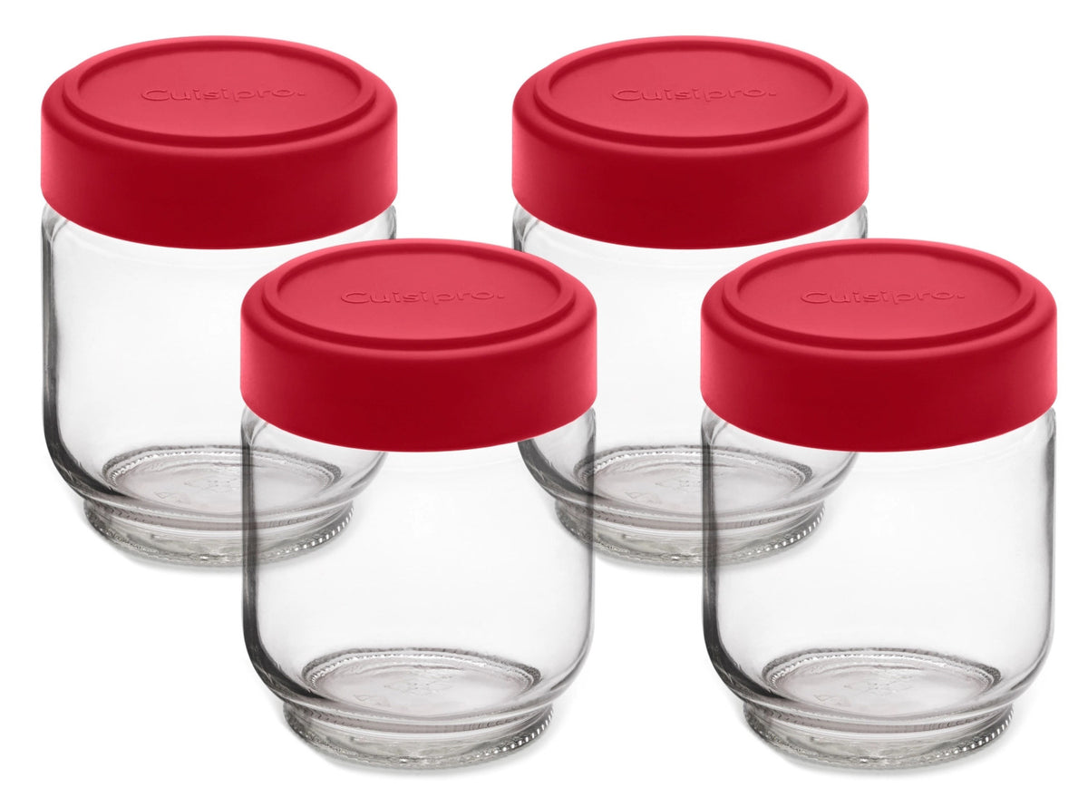 Vorratsgläser Set 4 stk., 13.3x12.1x10.8 cm, 160 ml, hermeti in Rot präsentiert im Onlineshop von KAQTU Design AG. Aufbewahrungsdose ist von Cuisipro