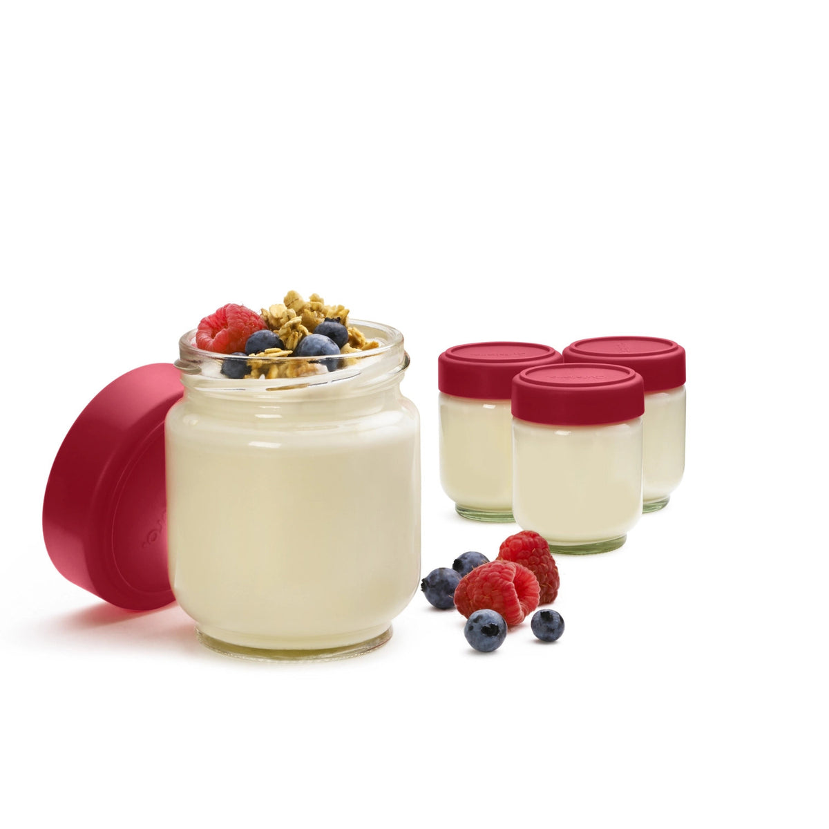 Vorratsgläser Set 4 stk., 13.3x12.1x10.8 cm, 160 ml, hermeti in Rot präsentiert im Onlineshop von KAQTU Design AG. Aufbewahrungsdose ist von Cuisipro