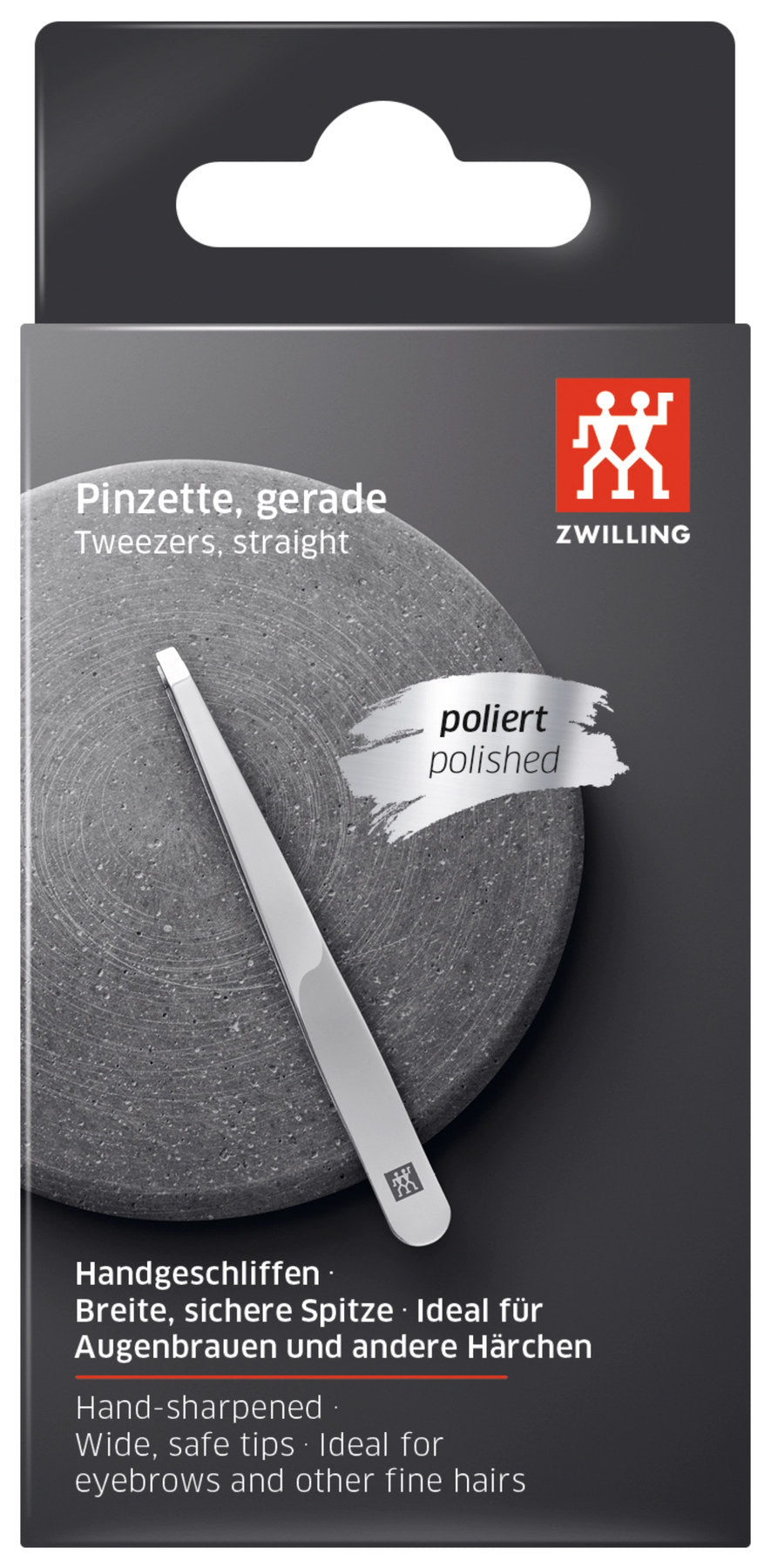 Pinzette, gerade, poliert 90mm in Silber präsentiert im Onlineshop von KAQTU Design AG. Pflege ist von Zwilling Beauty