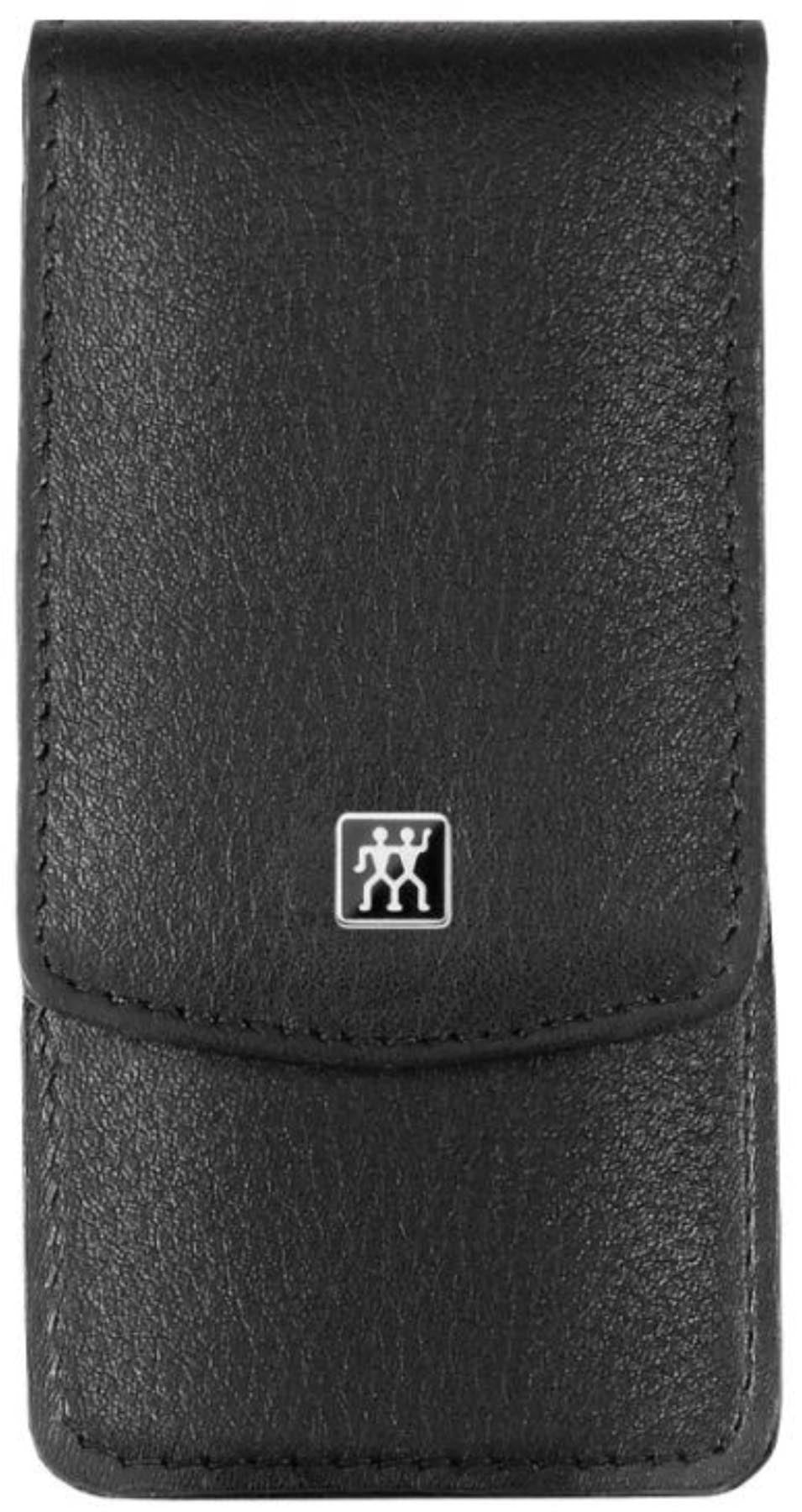 Elegantes 3-teiliges Etui aus schwarzem Rindleder für Körperpflegeprodukte, ideal für unterwegs und stilvolle Aufbewahrung.