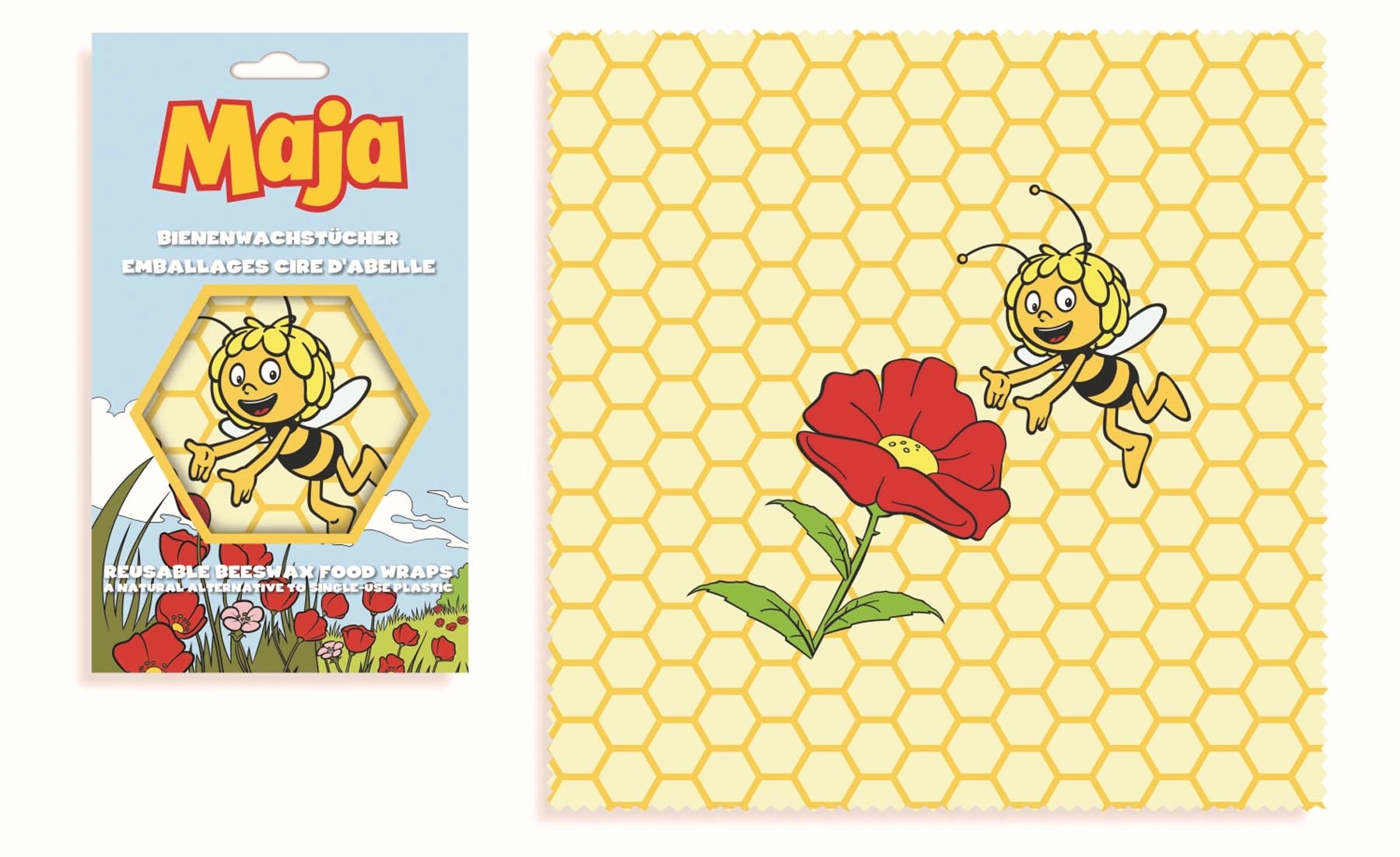 Bienenwachstuch Biene-Maja Maja 25x25cm in Mehrfarbig präsentiert im Onlineshop von KAQTU Design AG. Küchenhelfer ist von Nuts Innovations