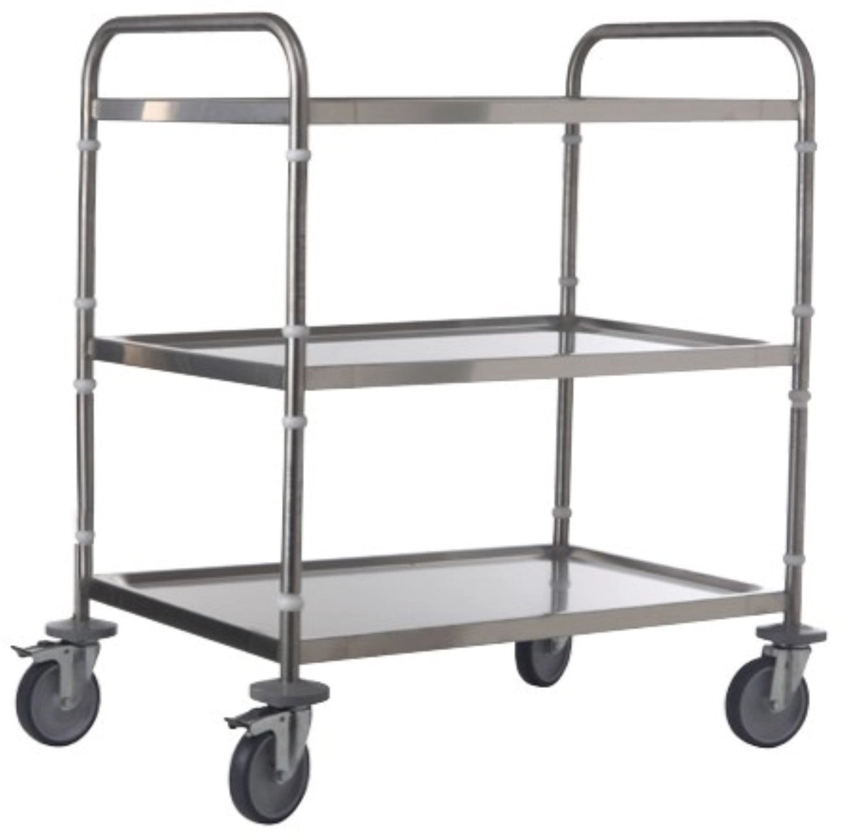 Universalwagen Edelstahl 80x50cm 3 Tablare H93.5cm in Silber präsentiert im Onlineshop von KAQTU Design AG. Servierwagen ist von Gastronorm