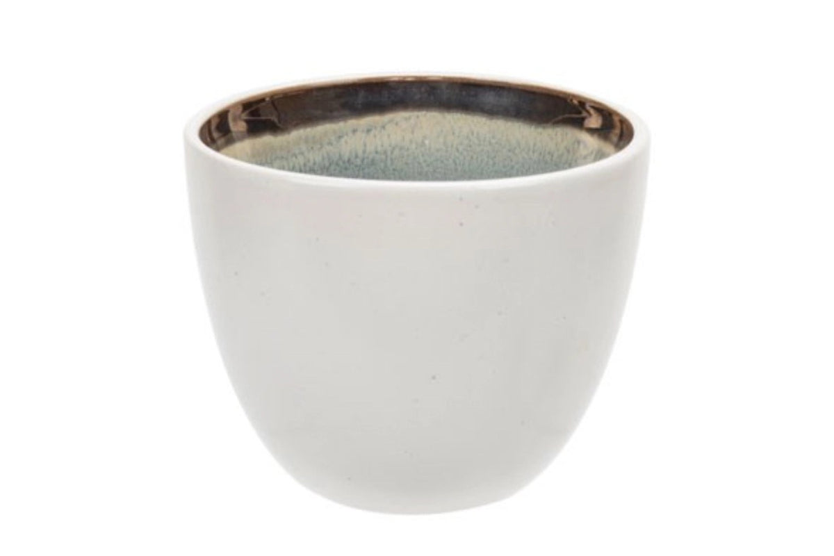 Blaue Tasse ohne Henkel mit rundem Boden, Durchmesser 9 cm und Höhe 7 cm, Fassungsvermögen 26 cl, aus der Serie Cosy & Trendy.