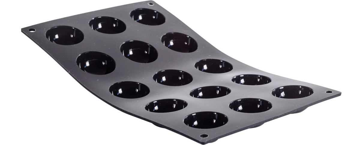 Moul Flex Backform 17.5x30cm für 15 Halbkugeln in Schwarz präsentiert im Onlineshop von KAQTU Design AG. Backform / Backblech ist von de Buyer