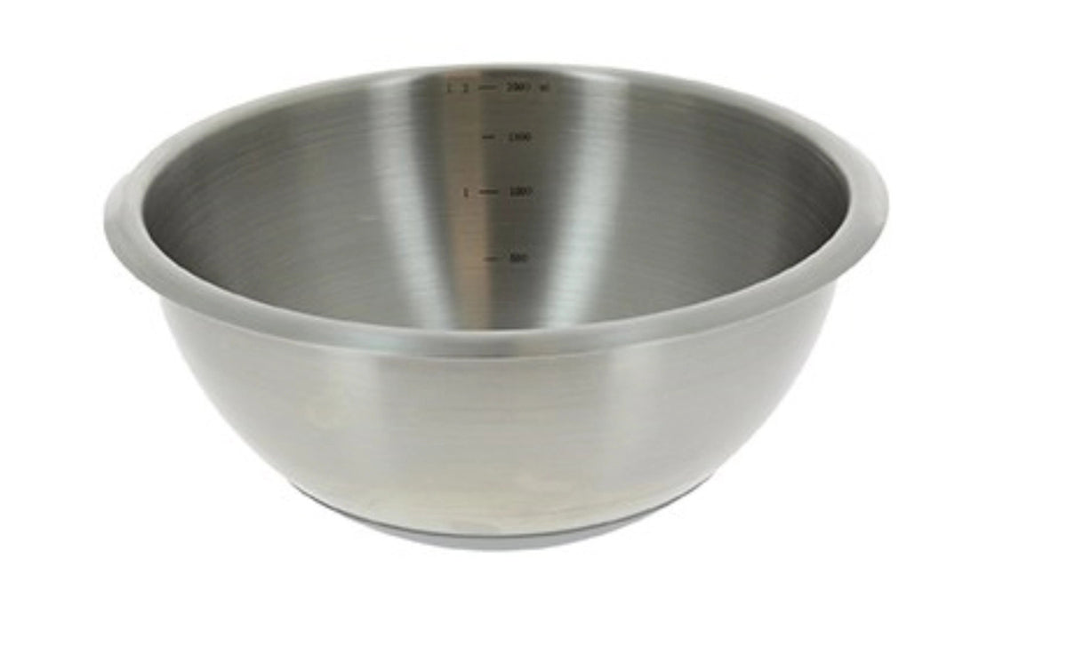 Schlagschüssel rund Ø 20cm, Boden silikonbeschichtet in Silber präsentiert im Onlineshop von KAQTU Design AG. Schüssel ist von de Buyer