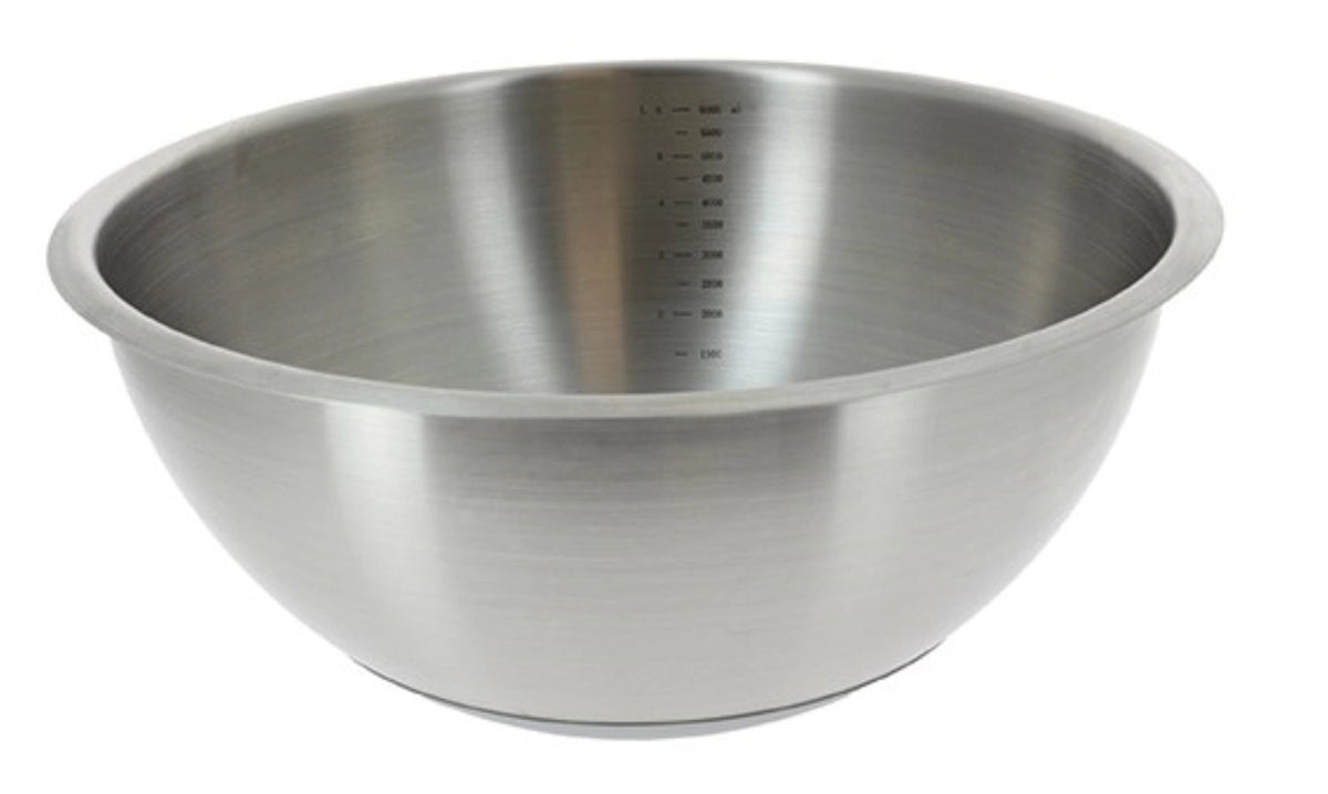 Schlagschüssel rund Ø 30cm, Boden silikonbeschichtet in Silber präsentiert im Onlineshop von KAQTU Design AG. Schüssel ist von de Buyer