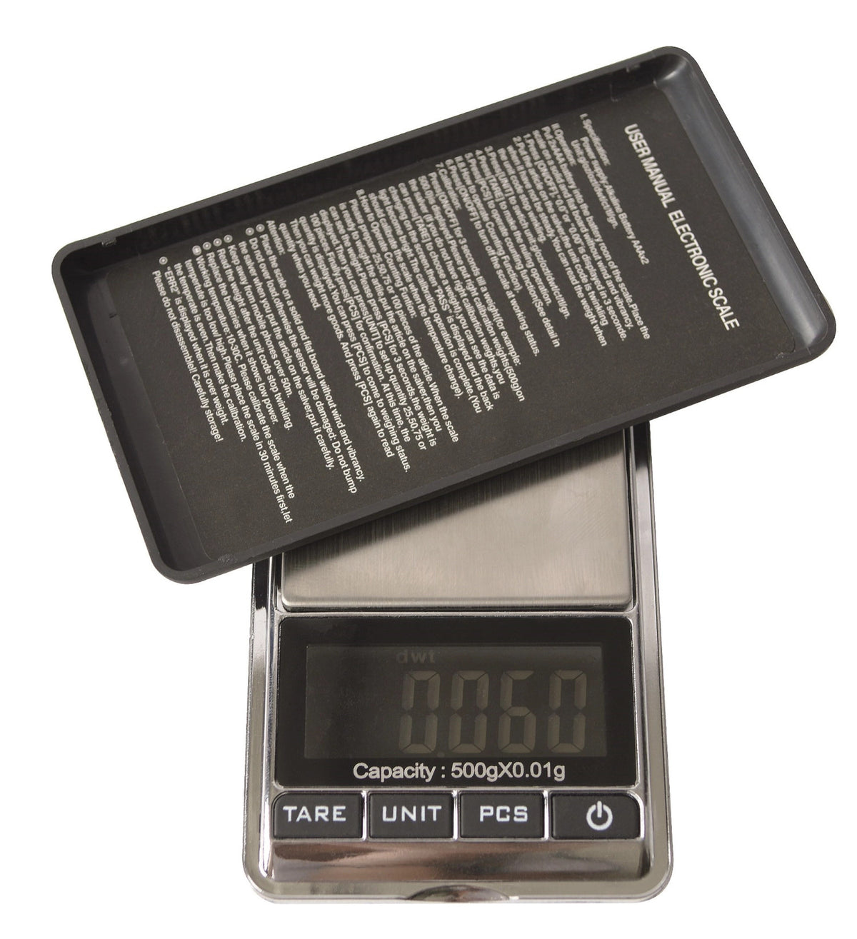 Kleine Waage mit Deckel von 0 bis 500gr in Silber präsentiert im Onlineshop von KAQTU Design AG. Küchengerät ist von de Buyer