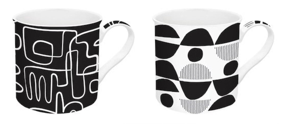 2er Set Graffiti Porzellanbecher 300 ml in Schwarz präsentiert im Onlineshop von KAQTU Design AG. Tasse ist von Easy Life