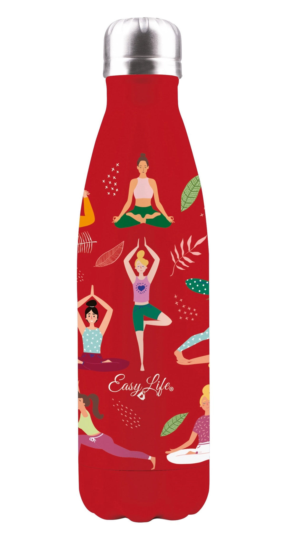 Rote doppelwandige Isolierflasche Yoga aus Edelstahl von Easy Life, hochformatige Kanne