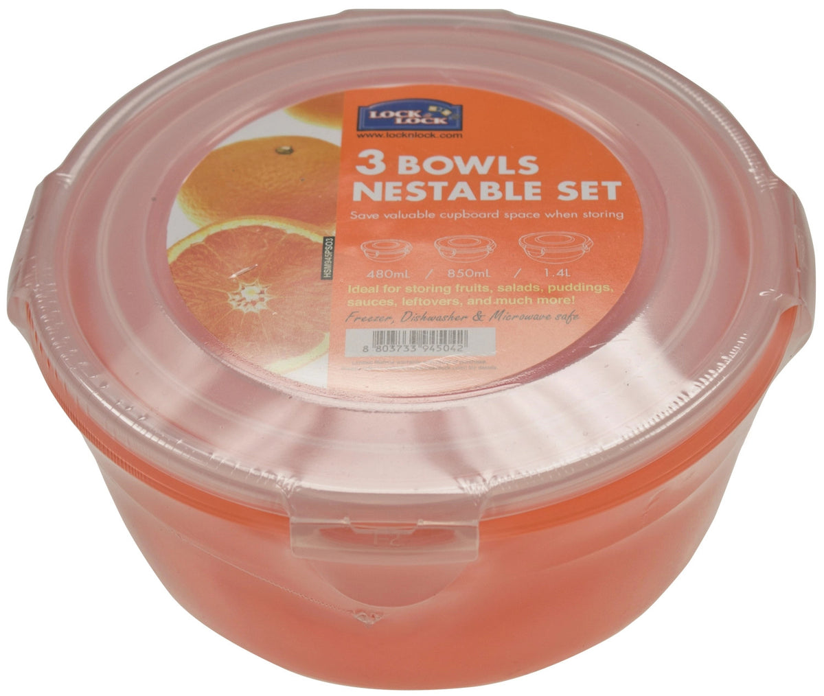3er Set Vorratsdose rund orange in Orange präsentiert im Onlineshop von KAQTU Design AG. Aufbewahrungsdose ist von Lock&Lock