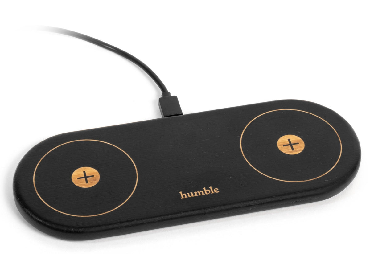 Wireless charger double, 19.1x7.5x1.1 cm in Schwarz präsentiert im Onlineshop von KAQTU Design AG. Ladegerät ist von Humble Light