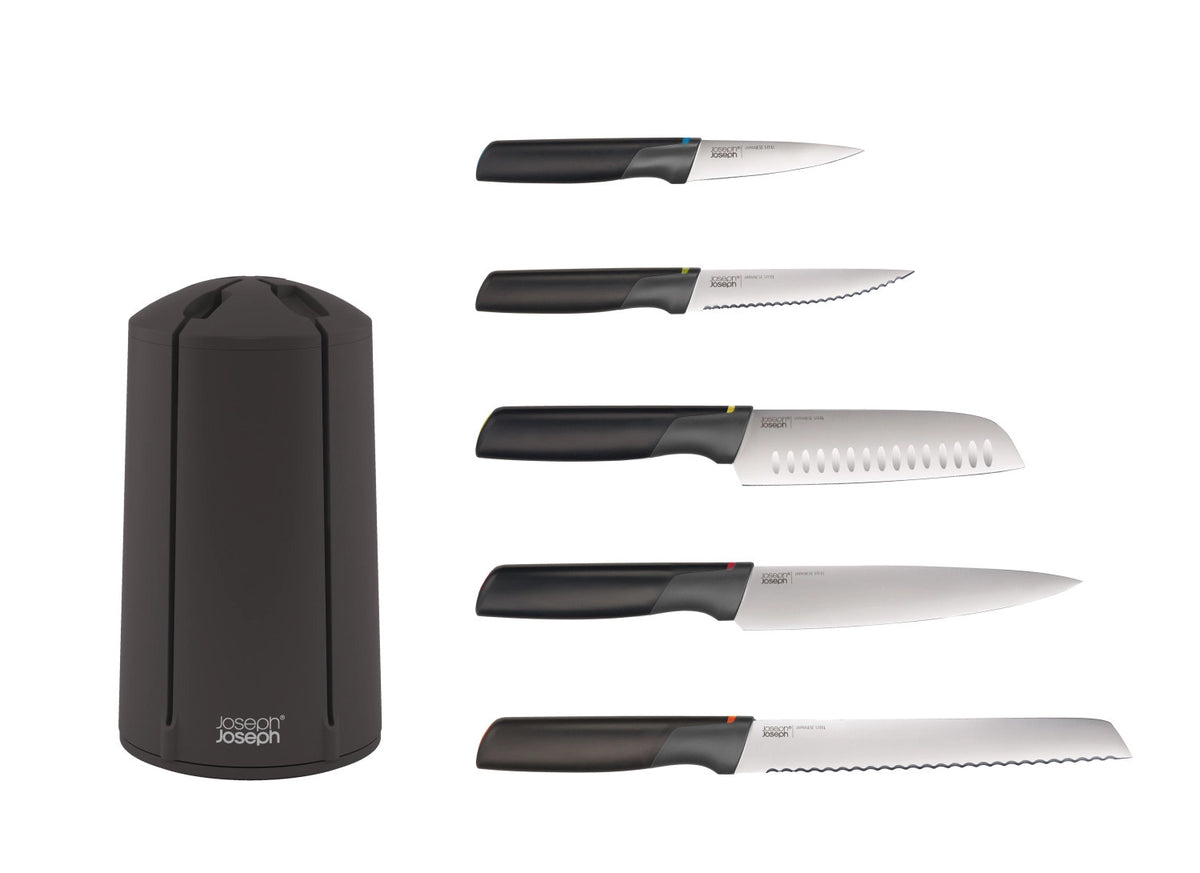 5-tlg. Elevate Messer Karussell in Schwarz präsentiert im Onlineshop von KAQTU Design AG. Küchenmesser ist von Joseph Joseph