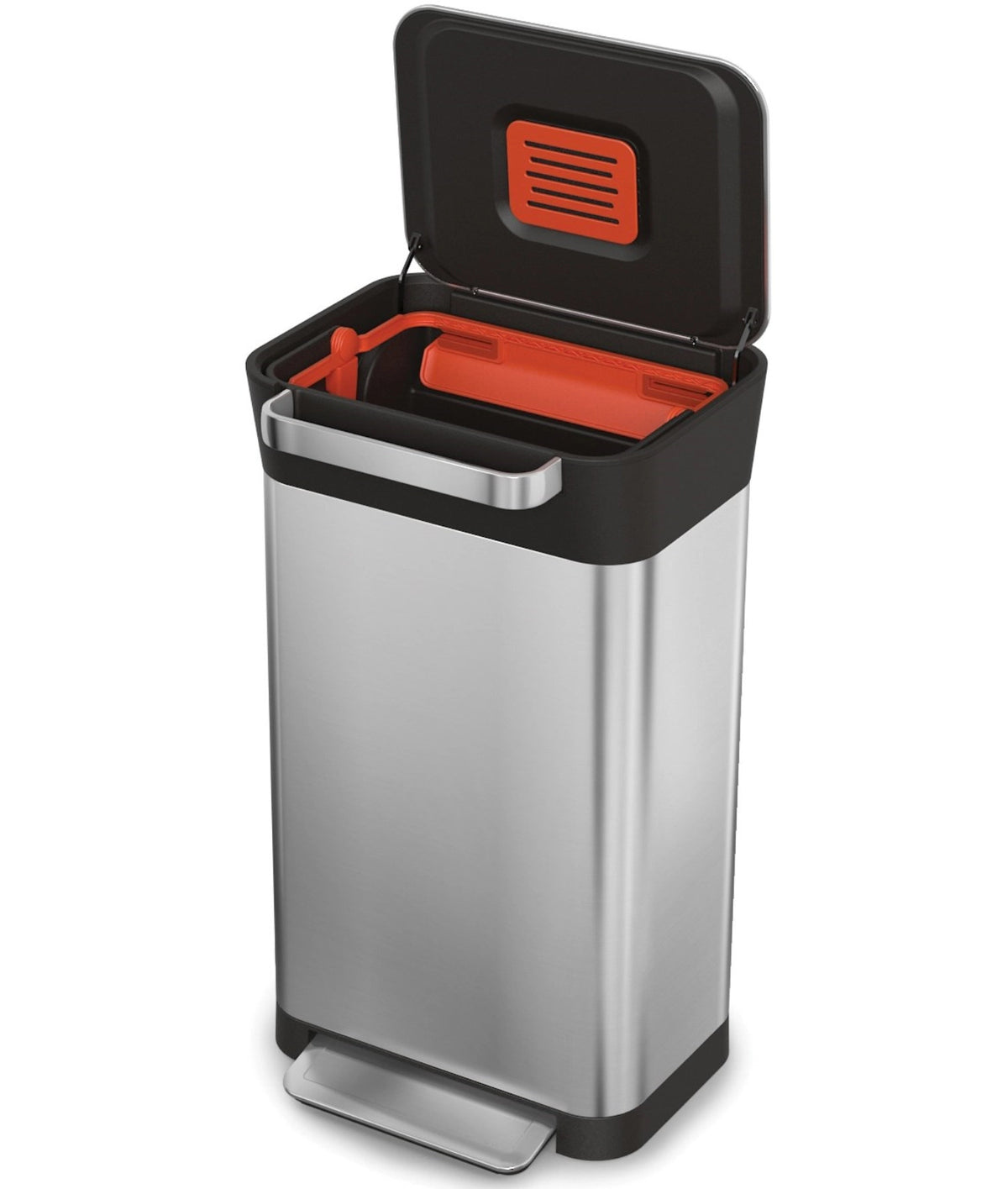Titan Recycling Station, Edelstahl grau, 39x33x68 cm in Silber präsentiert im Onlineshop von KAQTU Design AG. Mülleimer ist von Joseph Joseph