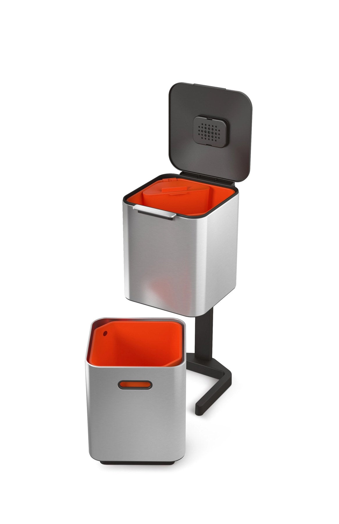 Totem Compact 40L, edelstahl in Silber präsentiert im Onlineshop von KAQTU Design AG. Mülleimer ist von Joseph Joseph