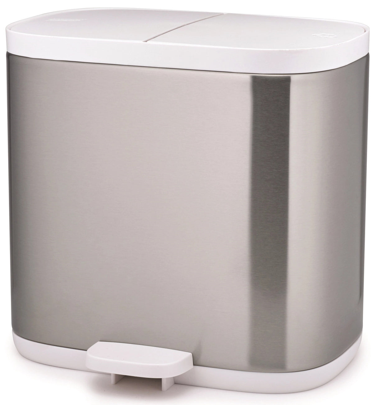Split Steel Trenn-Abfallbehälter, 2x3l, 27x18x28.4cm in Silber präsentiert im Onlineshop von KAQTU Design AG. Treteimer ist von Joseph Joseph