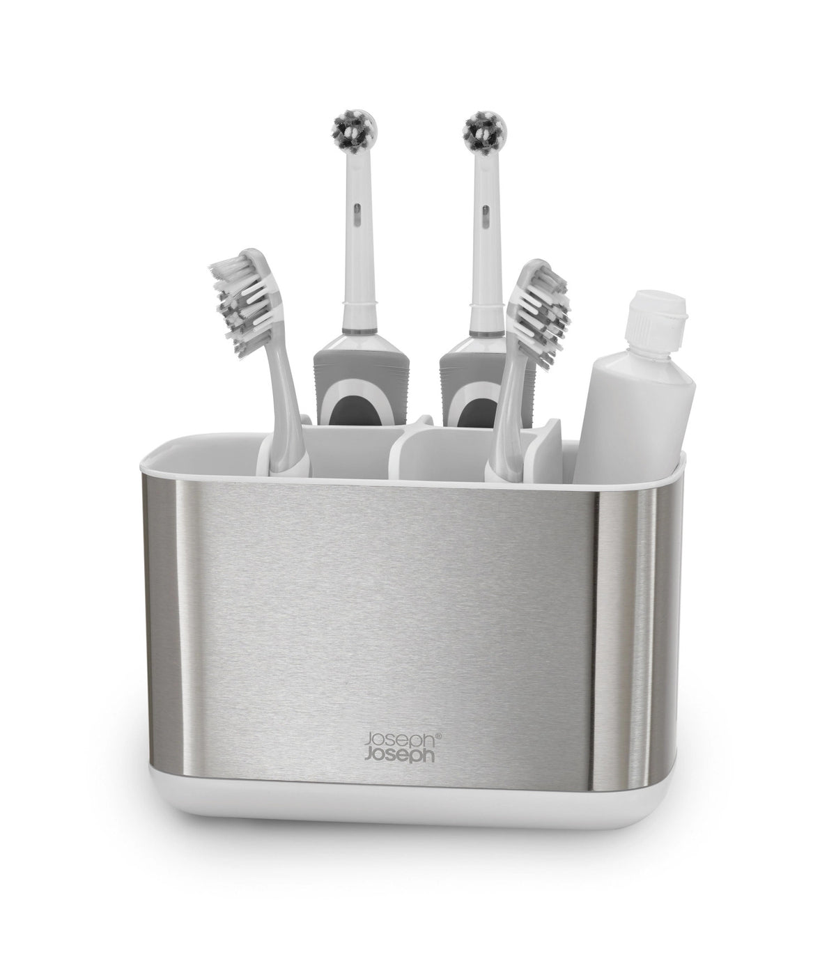 EasyStore Steel Großer Zahnbürstenhalter - Weiß in Weiss präsentiert im Onlineshop von KAQTU Design AG. Zahnputz ist von Joseph Joseph