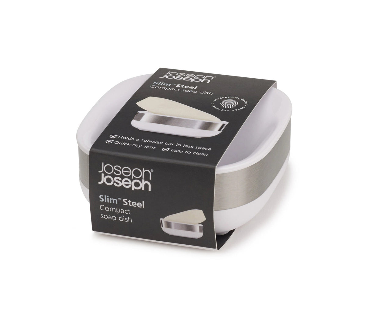 Slim Steel Kompakte Seifenschale - Weiß in Weiss präsentiert im Onlineshop von KAQTU Design AG. Seifenspender ist von Joseph Joseph