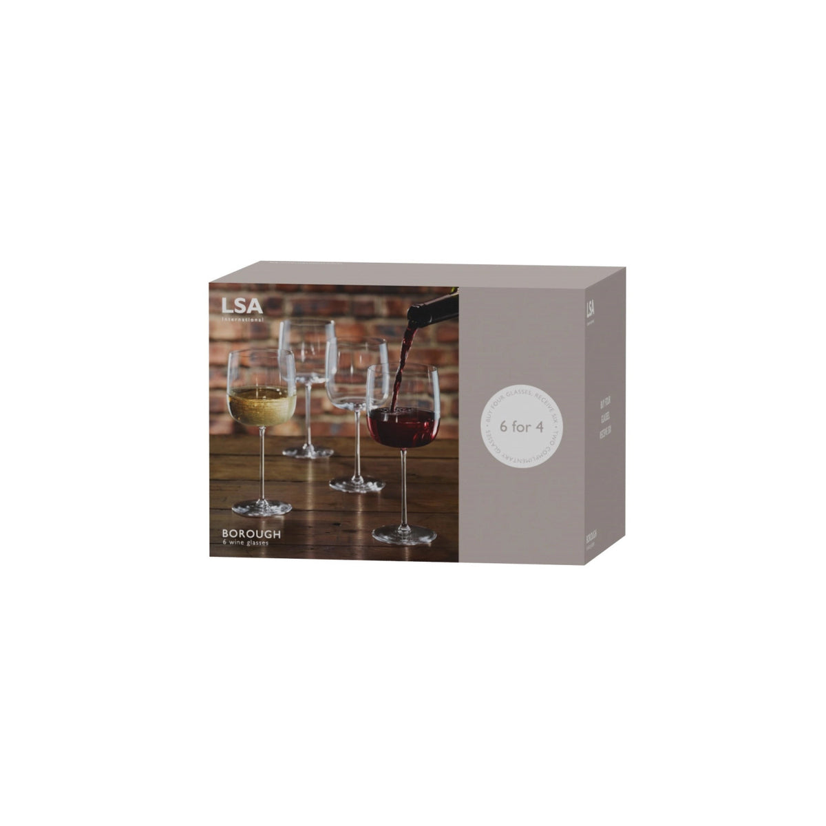 6er Set Borough Weinglas Promoset 450ml transparent in Transparent präsentiert im Onlineshop von KAQTU Design AG. Universal Weingläser ist von LSA