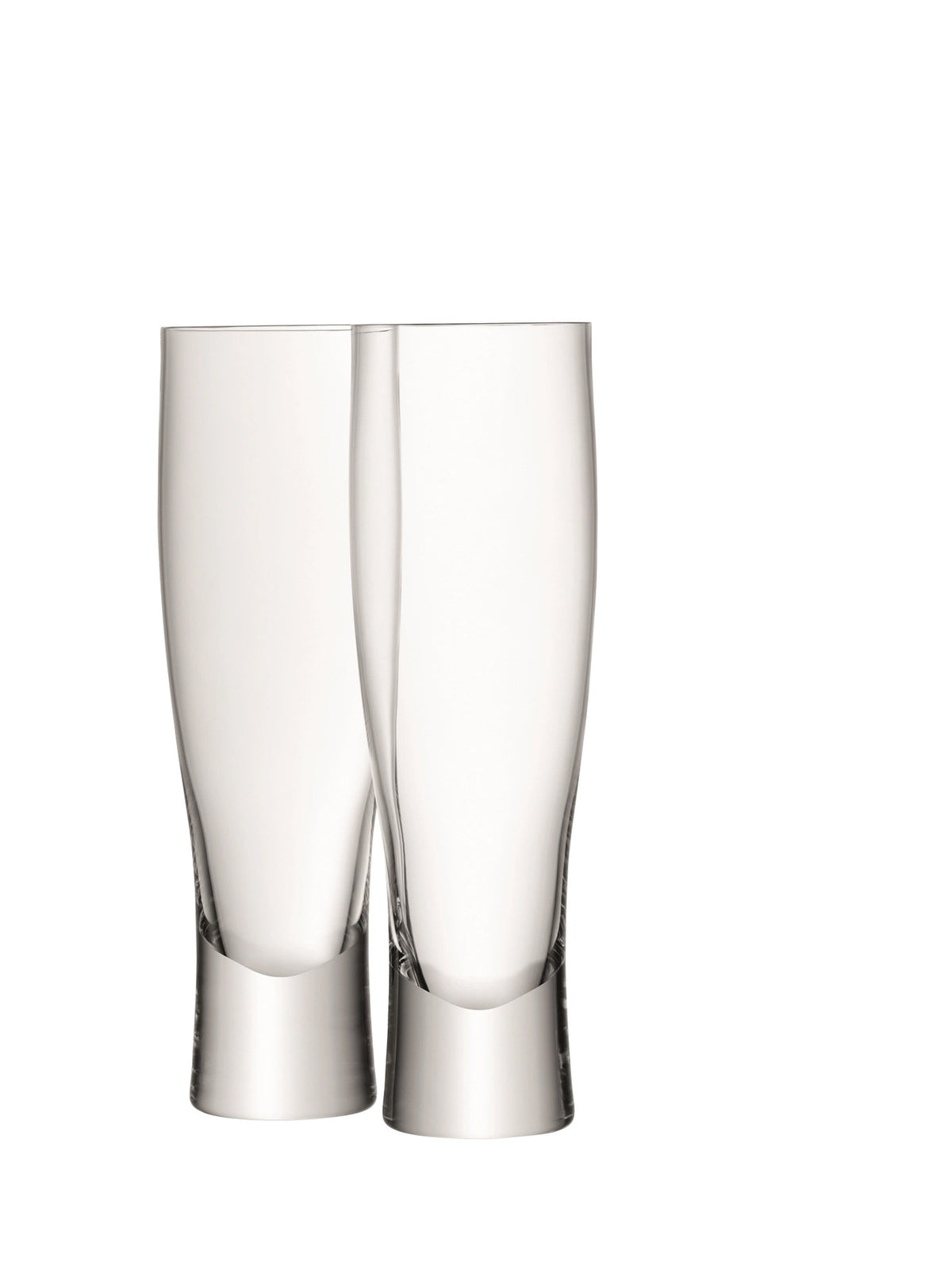 Zwei hohe, transparente Biergläser aus Glas von LSA mit dickem, massivem Glasfuss, der sich nach oben hin verjüngt, D 6.5cm x H 24cm