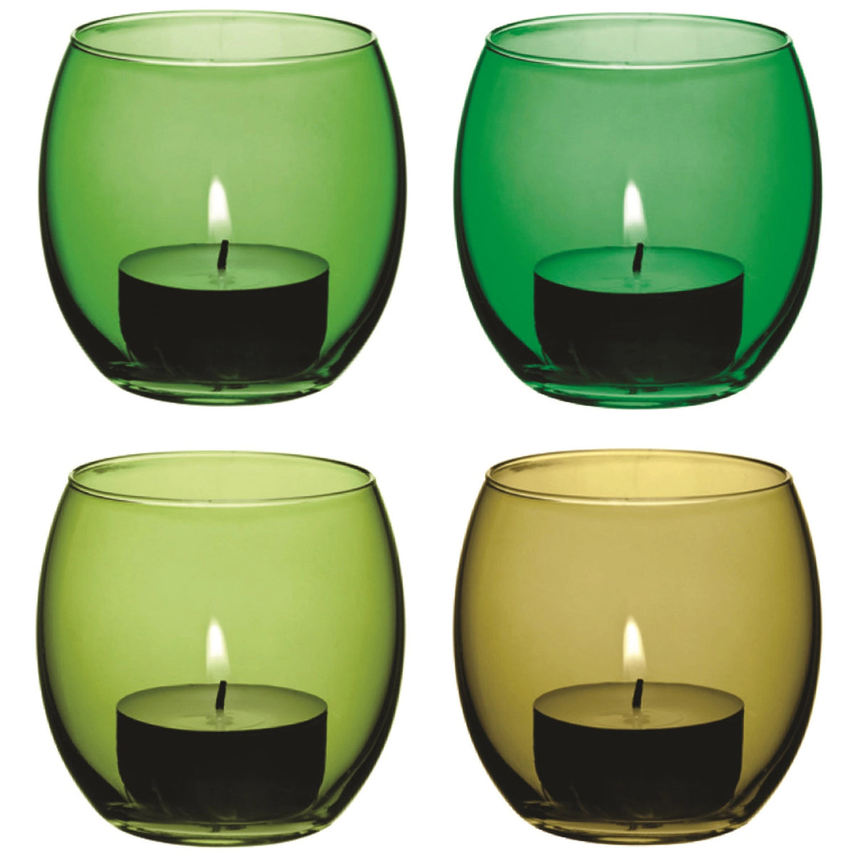 4er Set Coro Teelichthalter H6.5cm leaf assortiert in Grün präsentiert im Onlineshop von KAQTU Design AG. Teelichthalter ist von LSA
