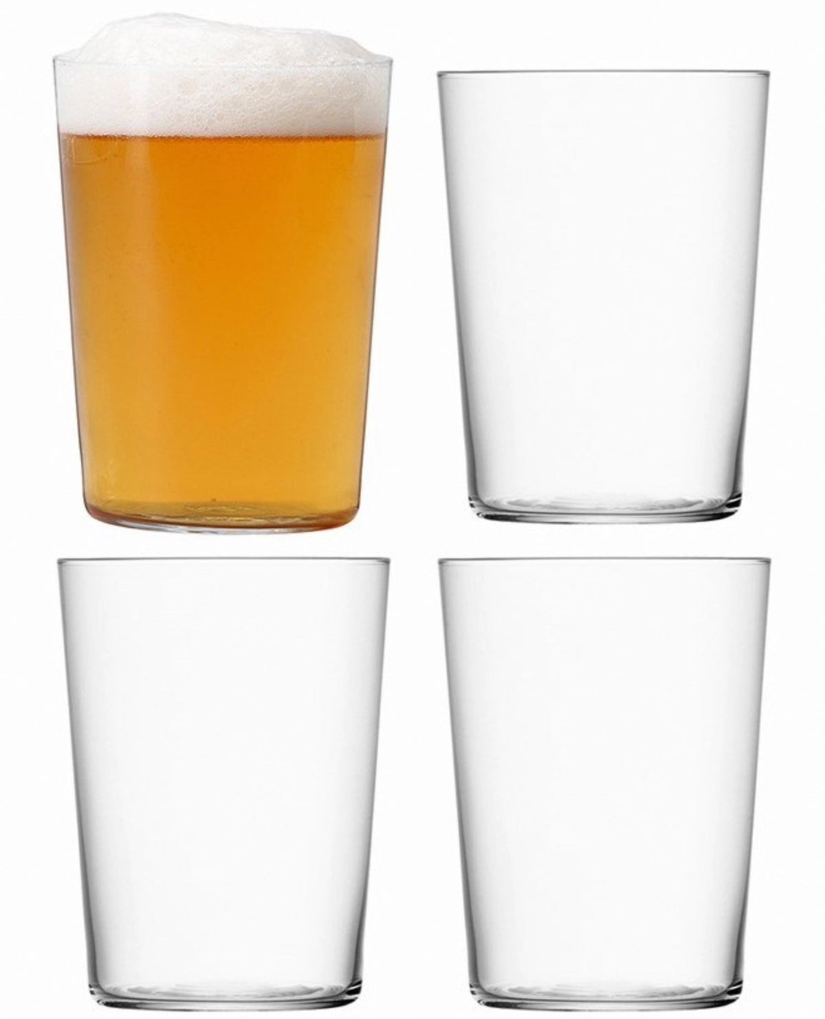 Vier klare Trinkgläser aus Glas der Serie Gio von LSA, stapelbares Design, Durchmesser 9 cm, Höhe 12 cm, transparente Farbe