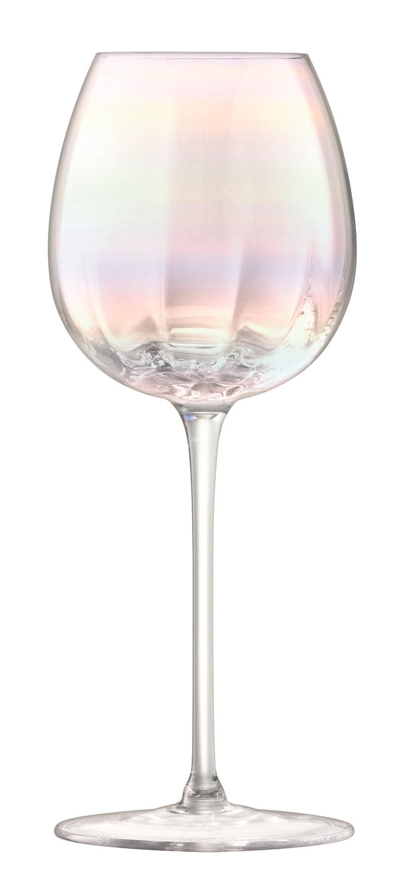 2er Set Weissweingläser aus transparentem, mundgeblasenem Glas mit handbemaltem perlmuttfarbenem Glanz und geriffelter Textur, LSA Pearl Serie