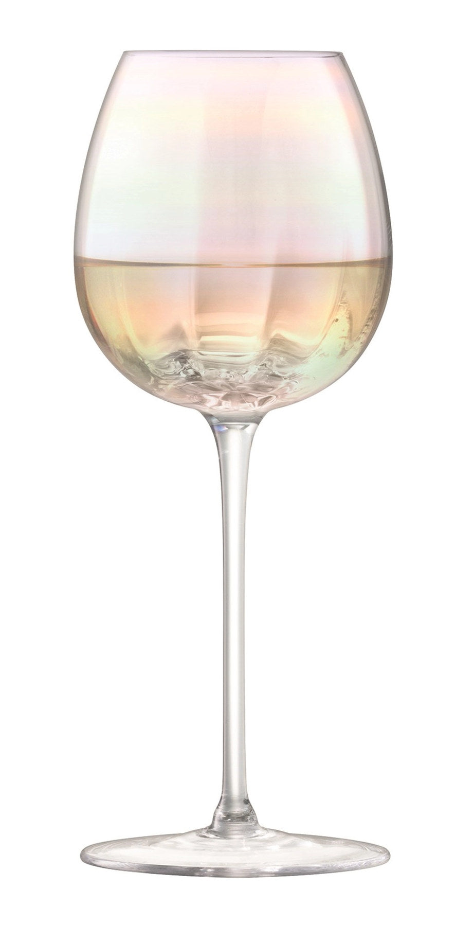2er Set Weissweingläser aus transparentem, mundgeblasenem Glas mit handbemaltem perlmuttfarbenem Glanz und geriffelter Textur, LSA Pearl Serie