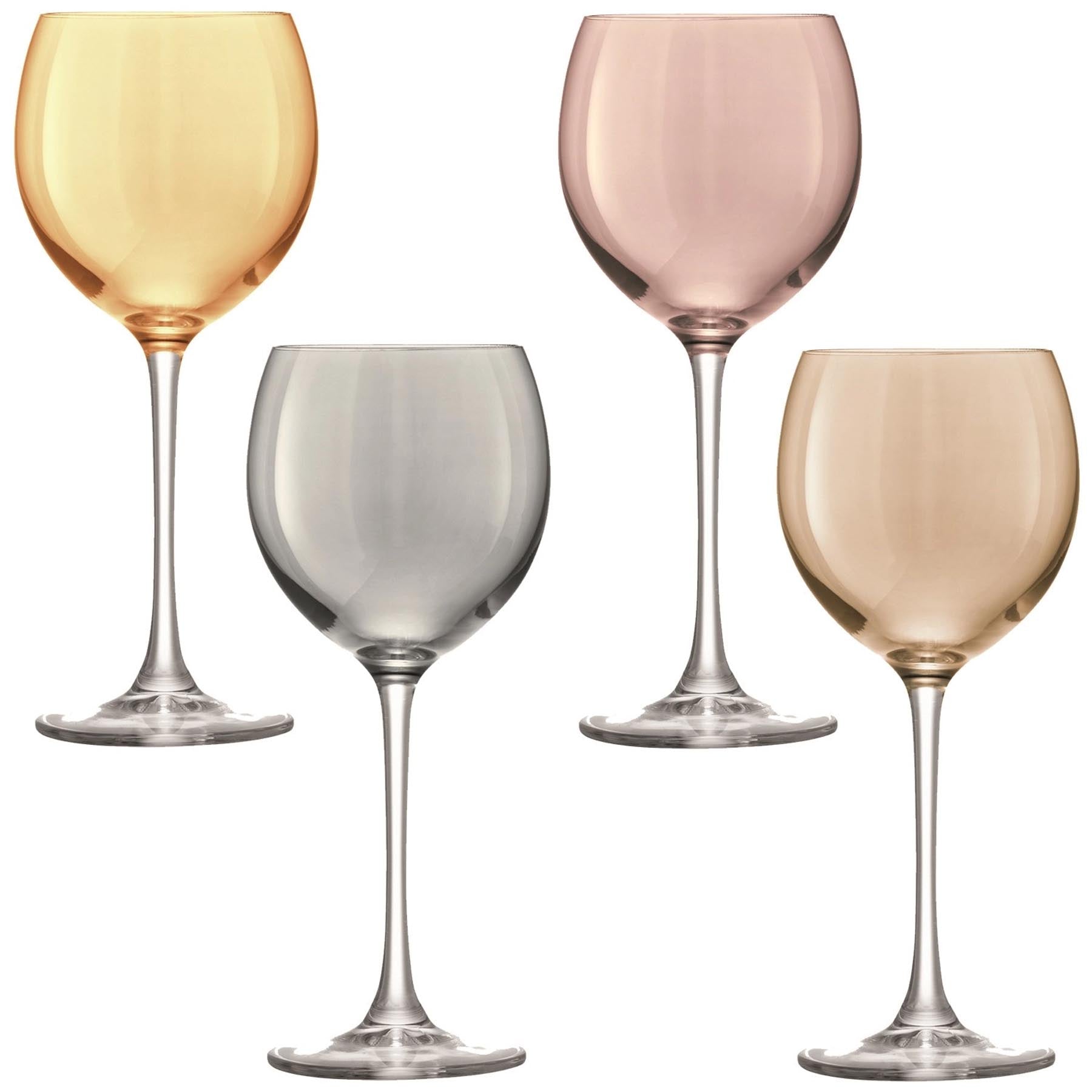 4er Set Polka Weinglas 400ml - metall assort. in Grau präsentiert im Onlineshop von KAQTU Design AG. Glas ist von LSA