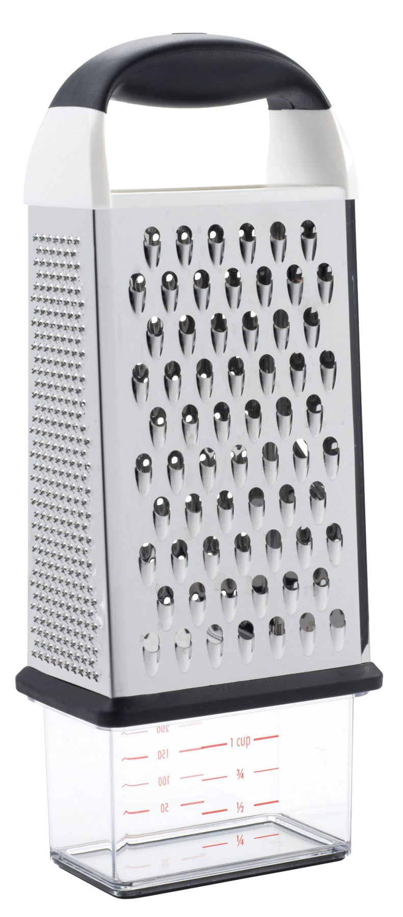 4-seitige Reibe m. Auffangbehälter in Silber präsentiert im Onlineshop von KAQTU Design AG. Küchenhelfer ist von OXO